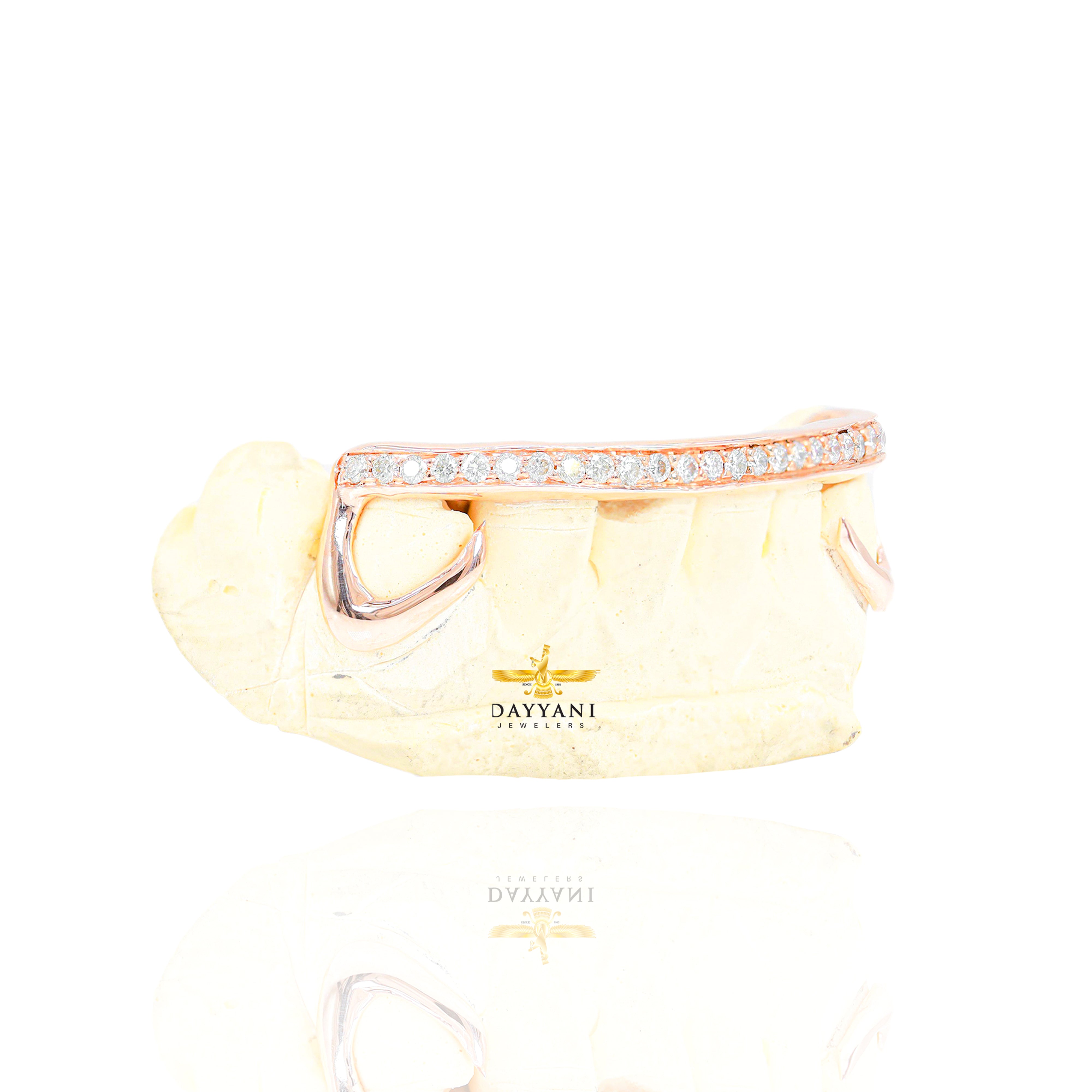 Custom Kim K. Style One Row Diamond Bar Gold Grillz