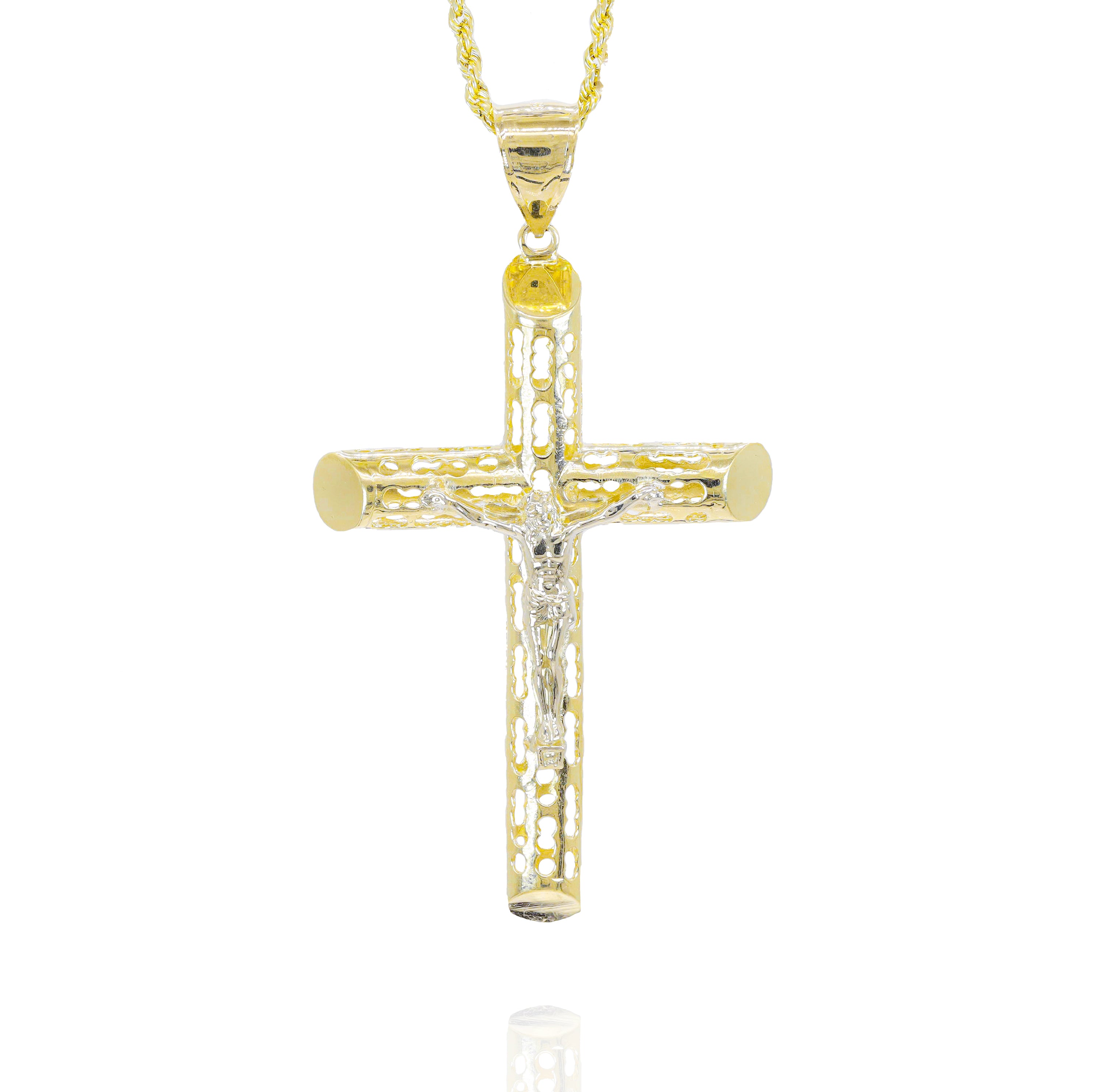 Italian Gold Jesus on Cross Pendant (Large)