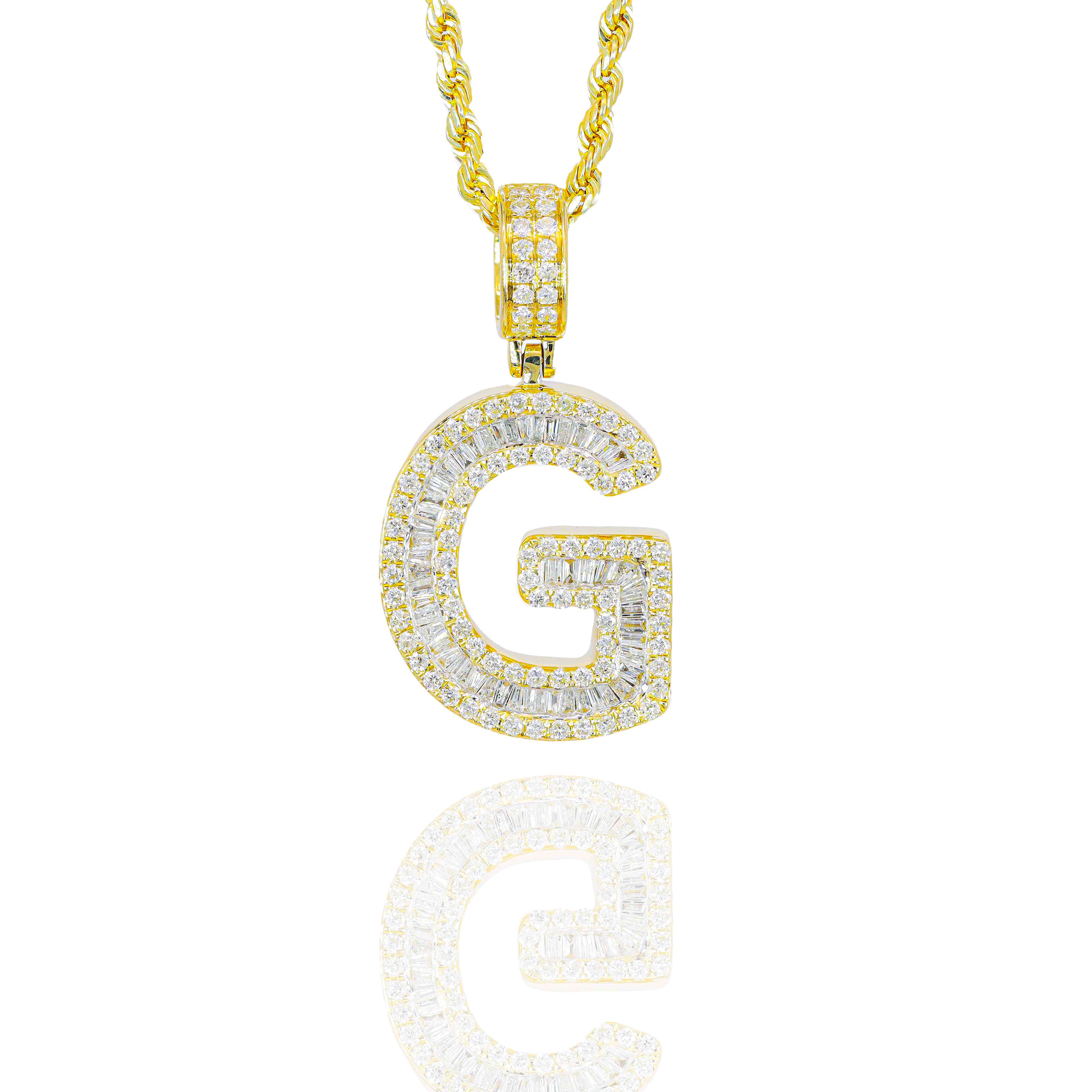 Letter G Baguette Diamond Pendant