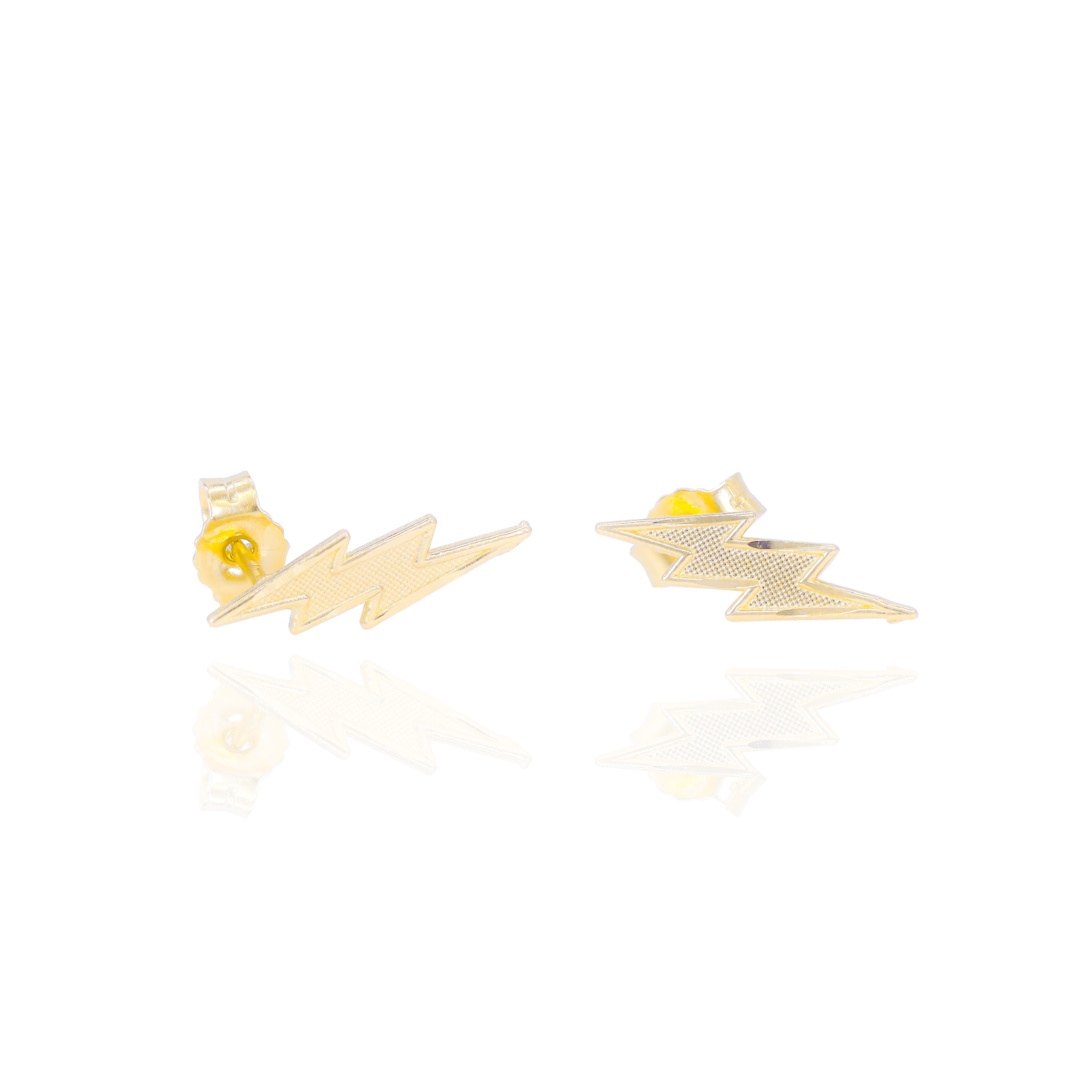 Lightning Bolt Solid Gold Earrings