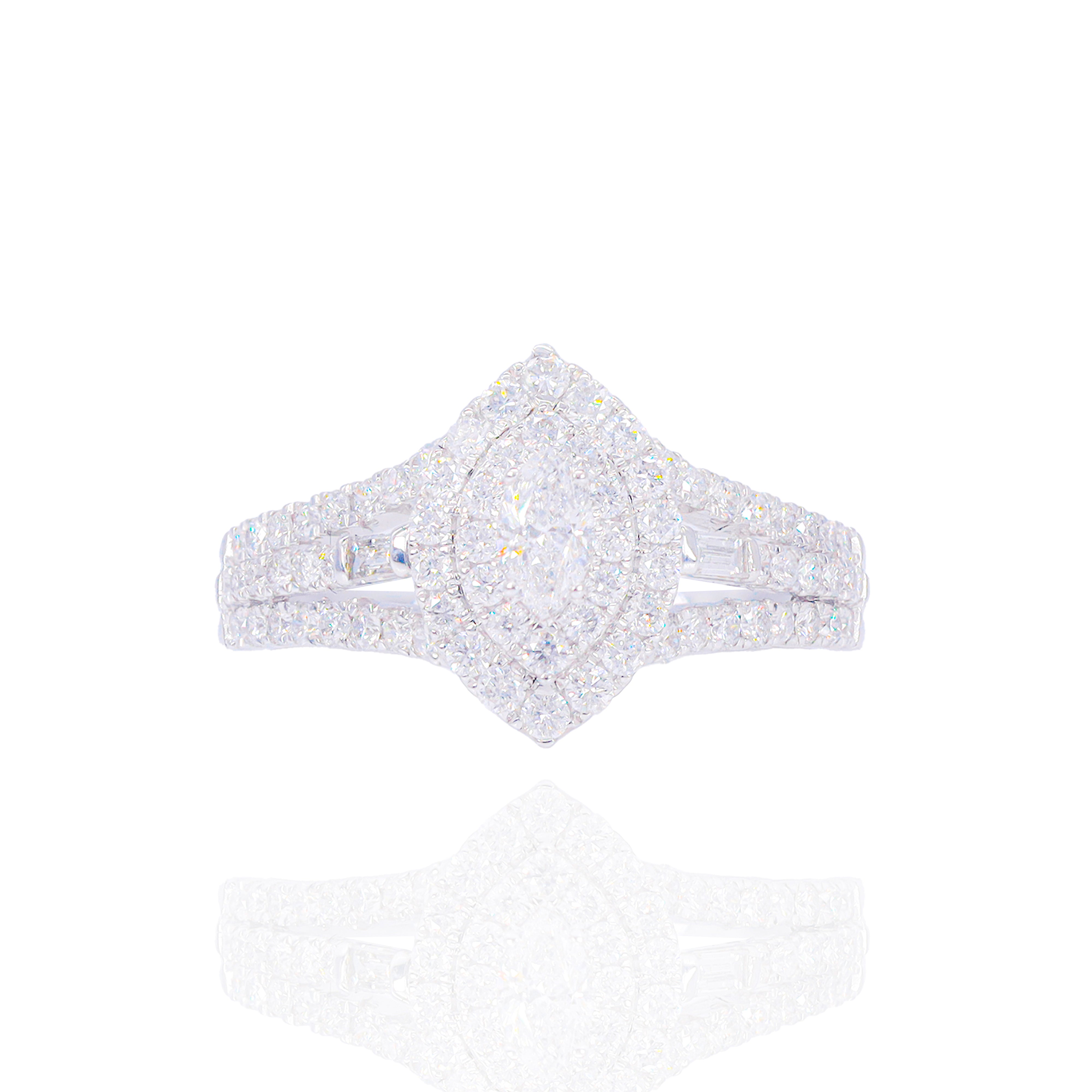 Marquise Diamond Engagement Ring with Double Halo