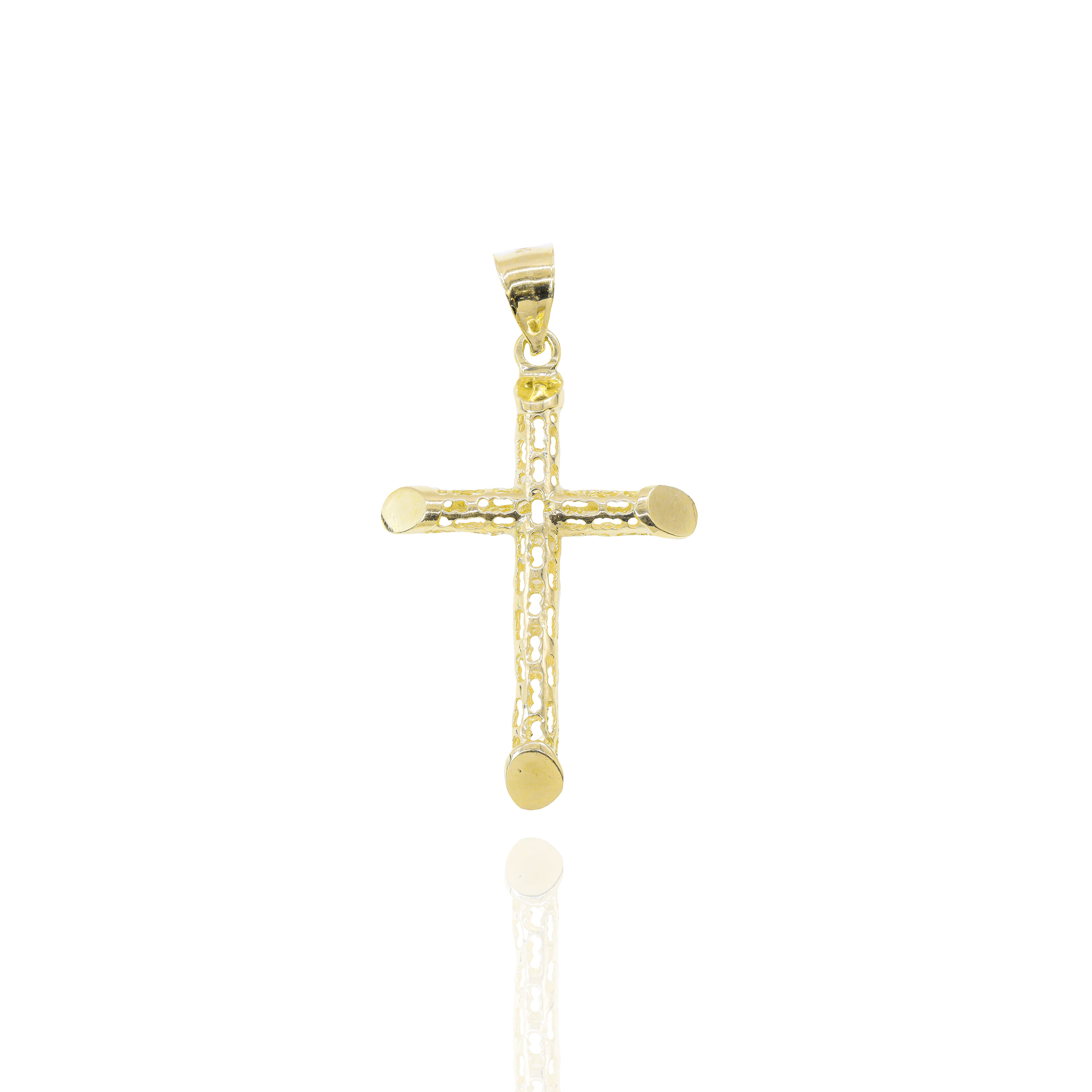 Italian Gold Cross Pendant with Opening (Small)