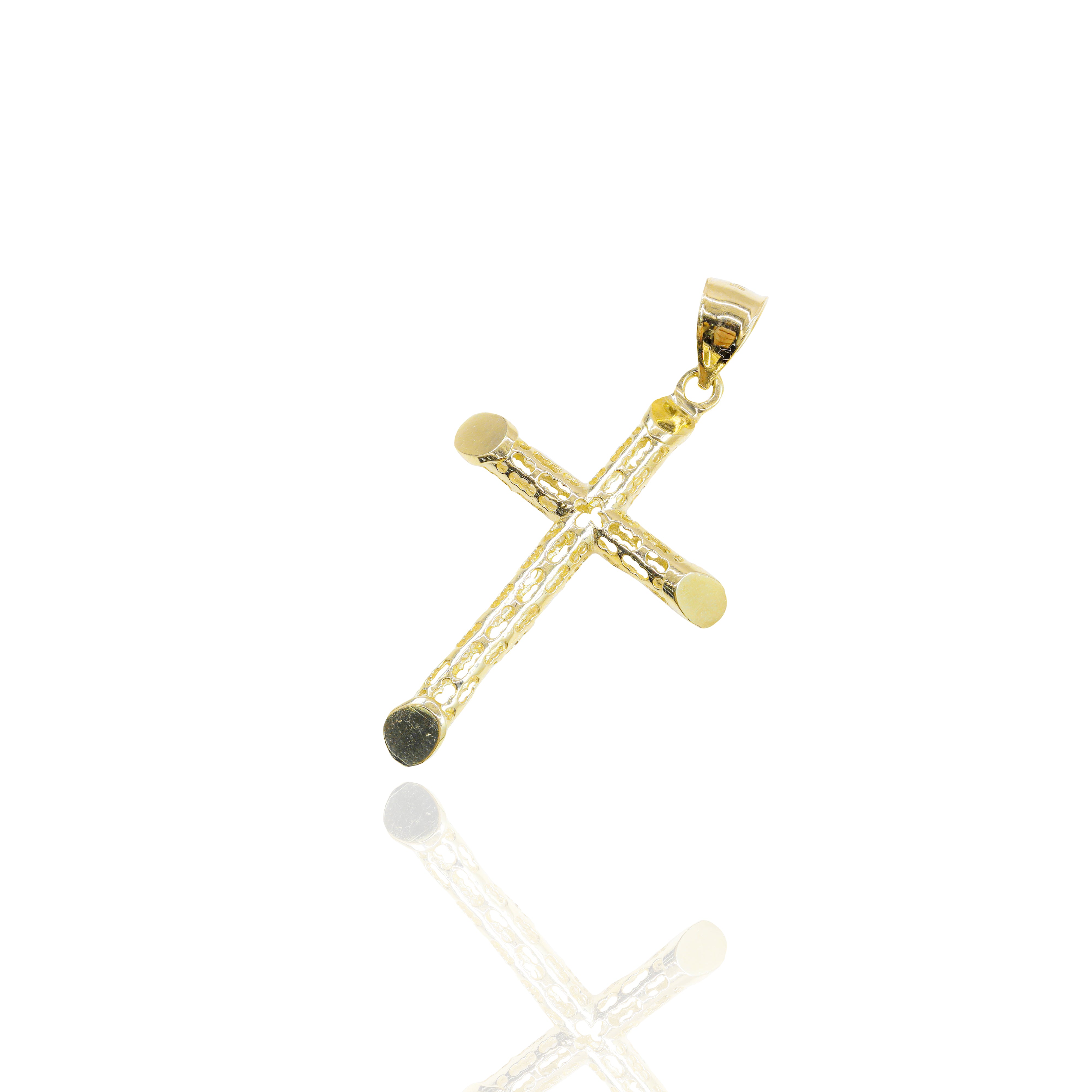 Italian Gold Cross Pendant with Opening (Small)