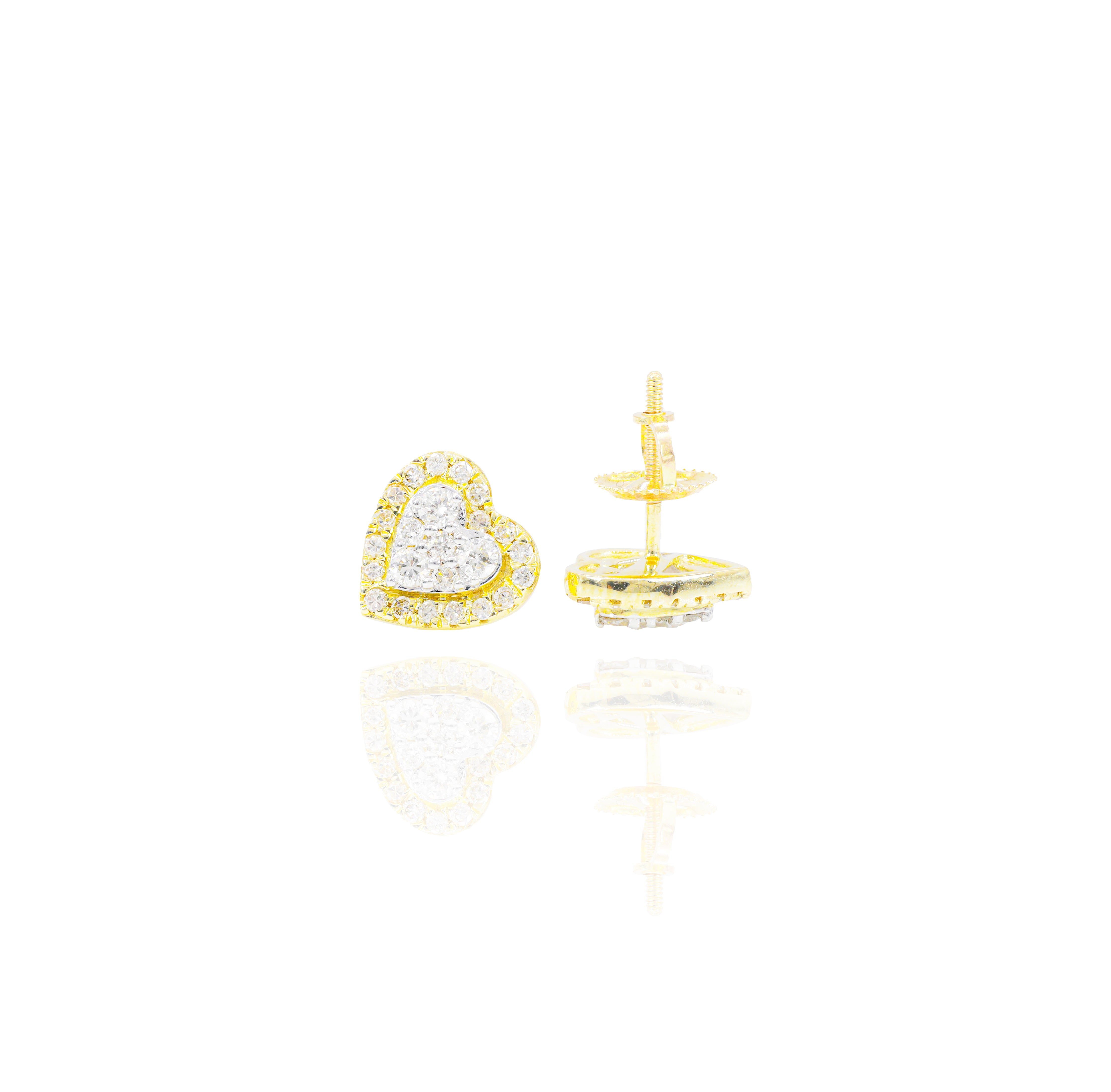 Two-Tone Diamond Heart Earrings