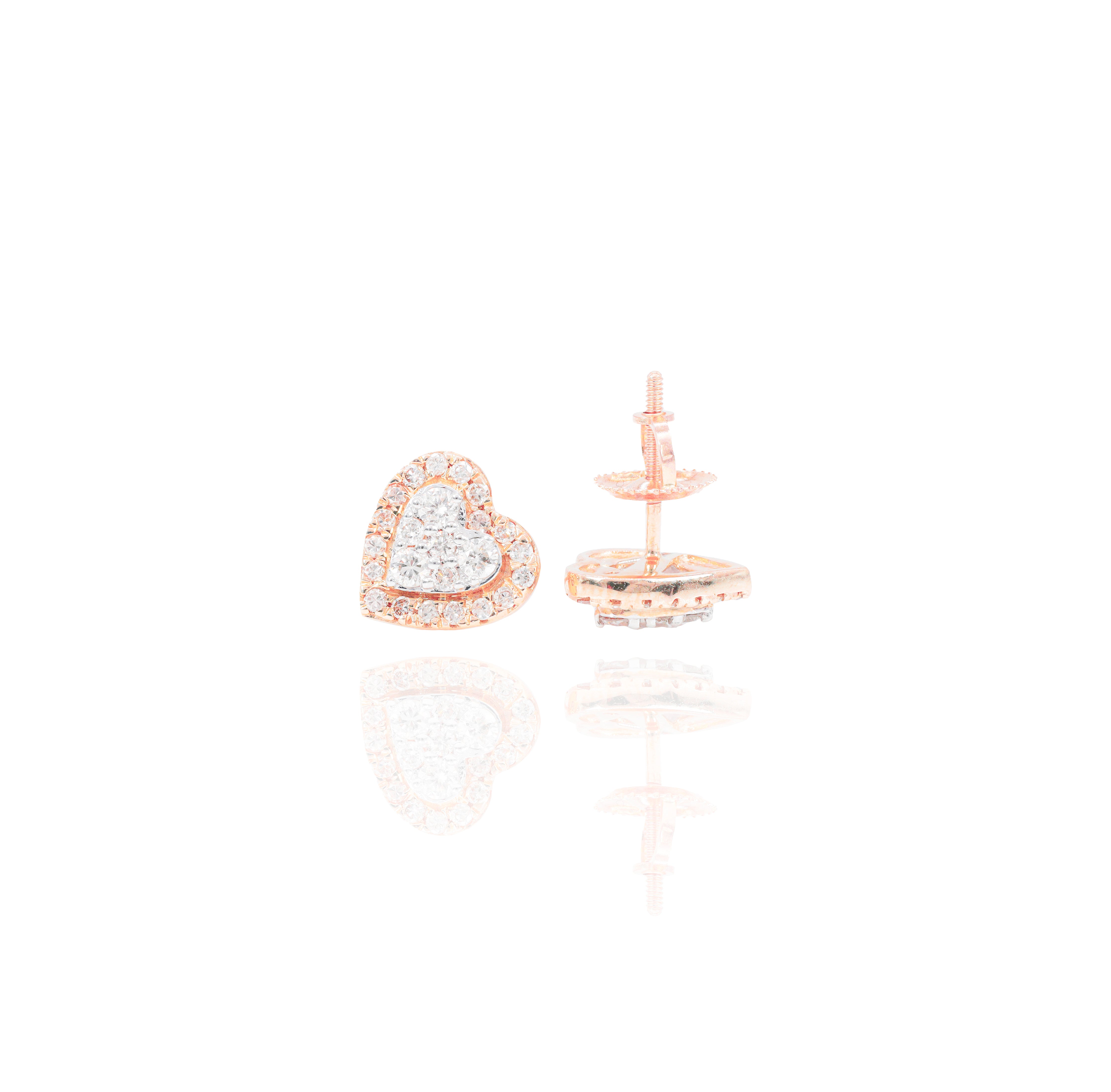 Two-Tone Diamond Heart Earrings