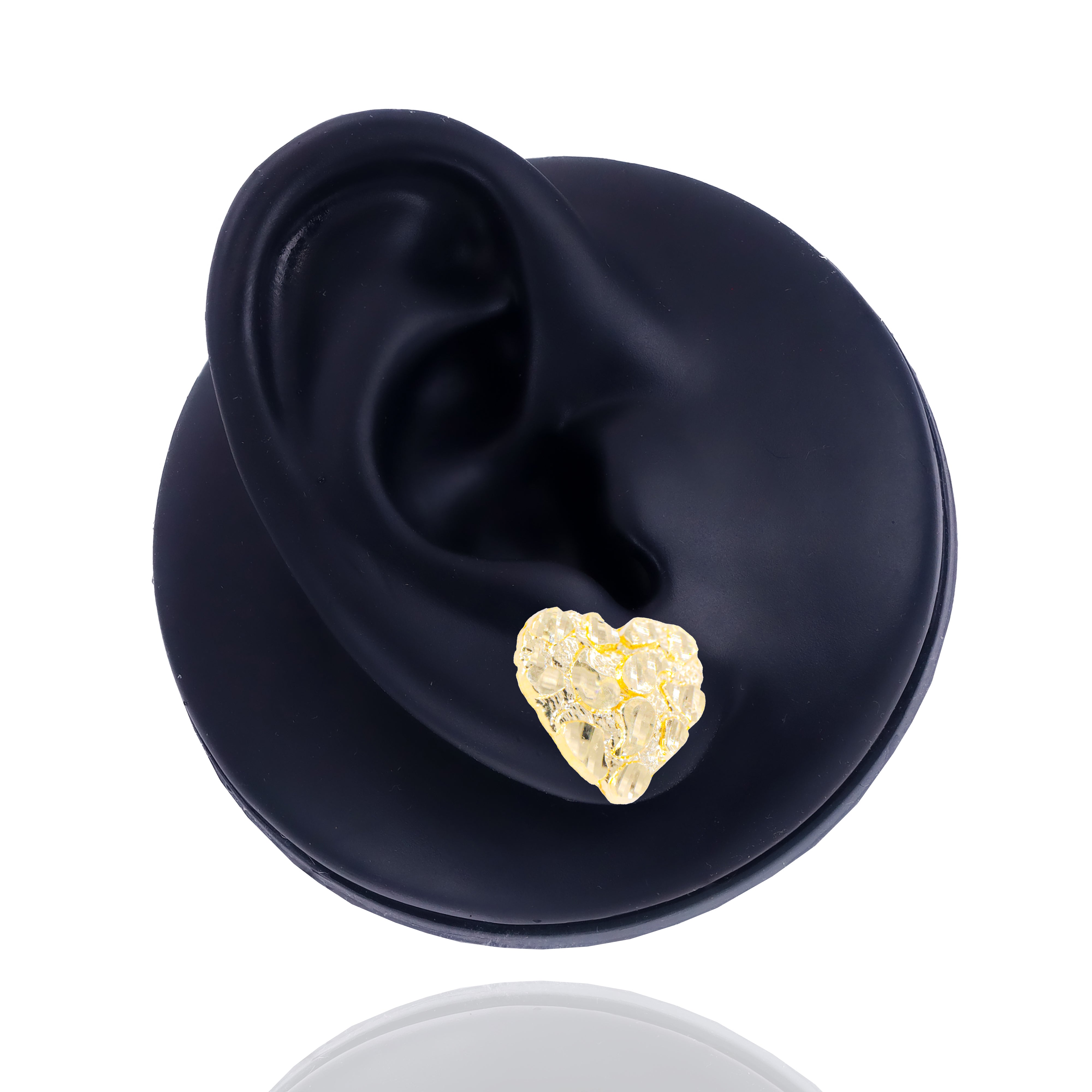 Solid Gold Nugget Heart Style Earrings