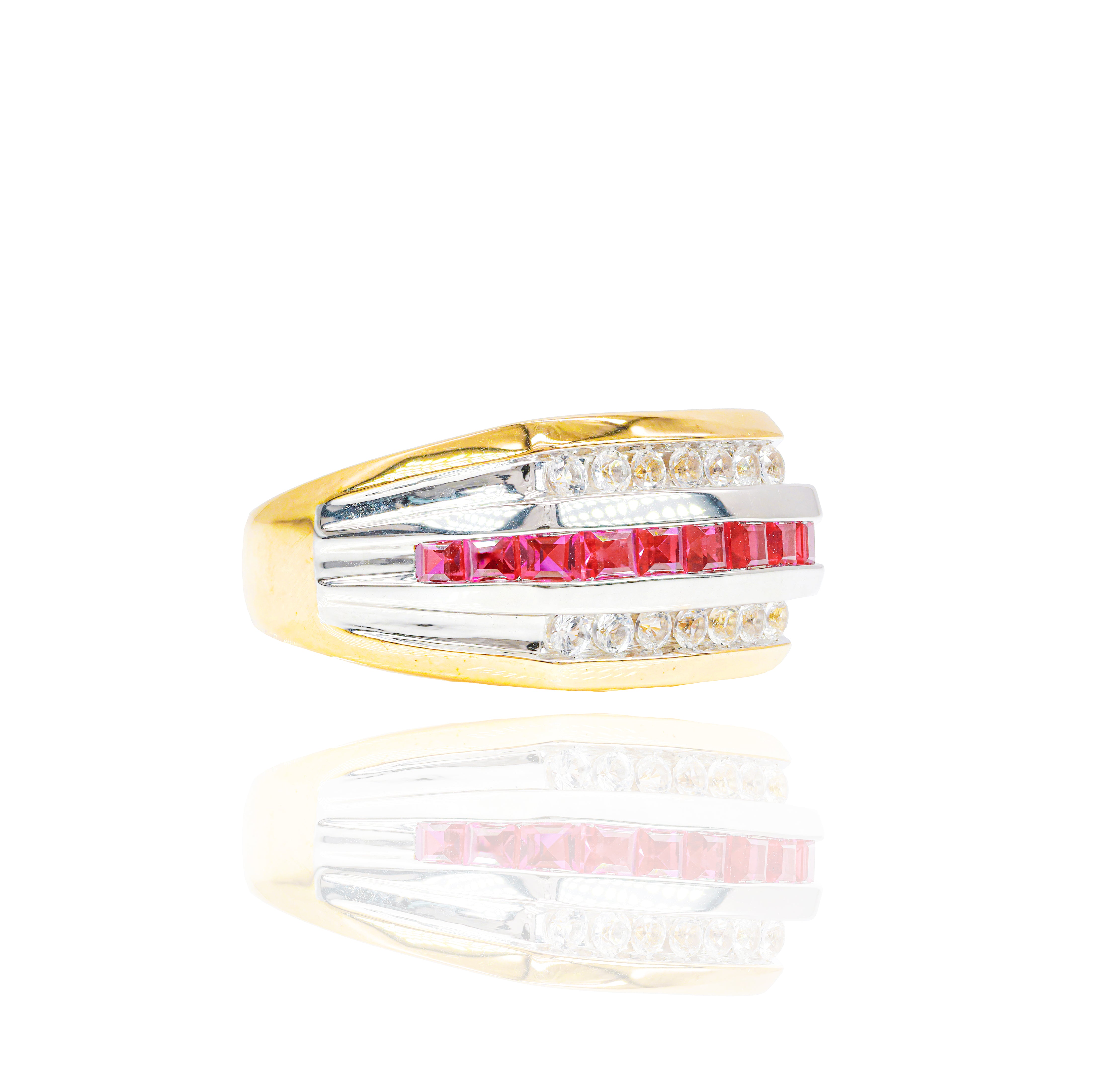 Red Ruby Gemstone Diamond Ring