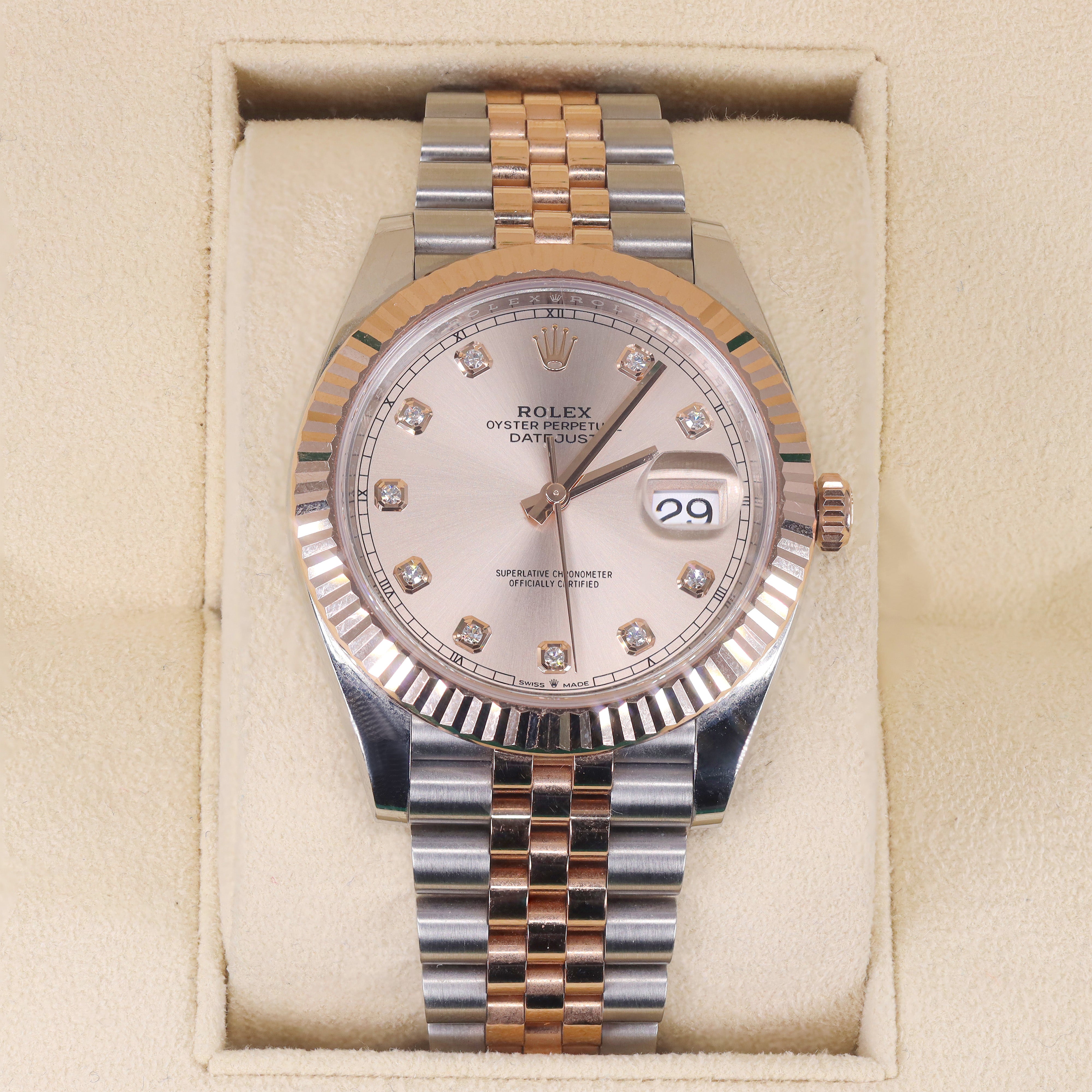 Rolex Datejust 41mm 126331 Jubilee Two-Tone 18K Gold Fluted Bezel & SunDust Diamond Dial