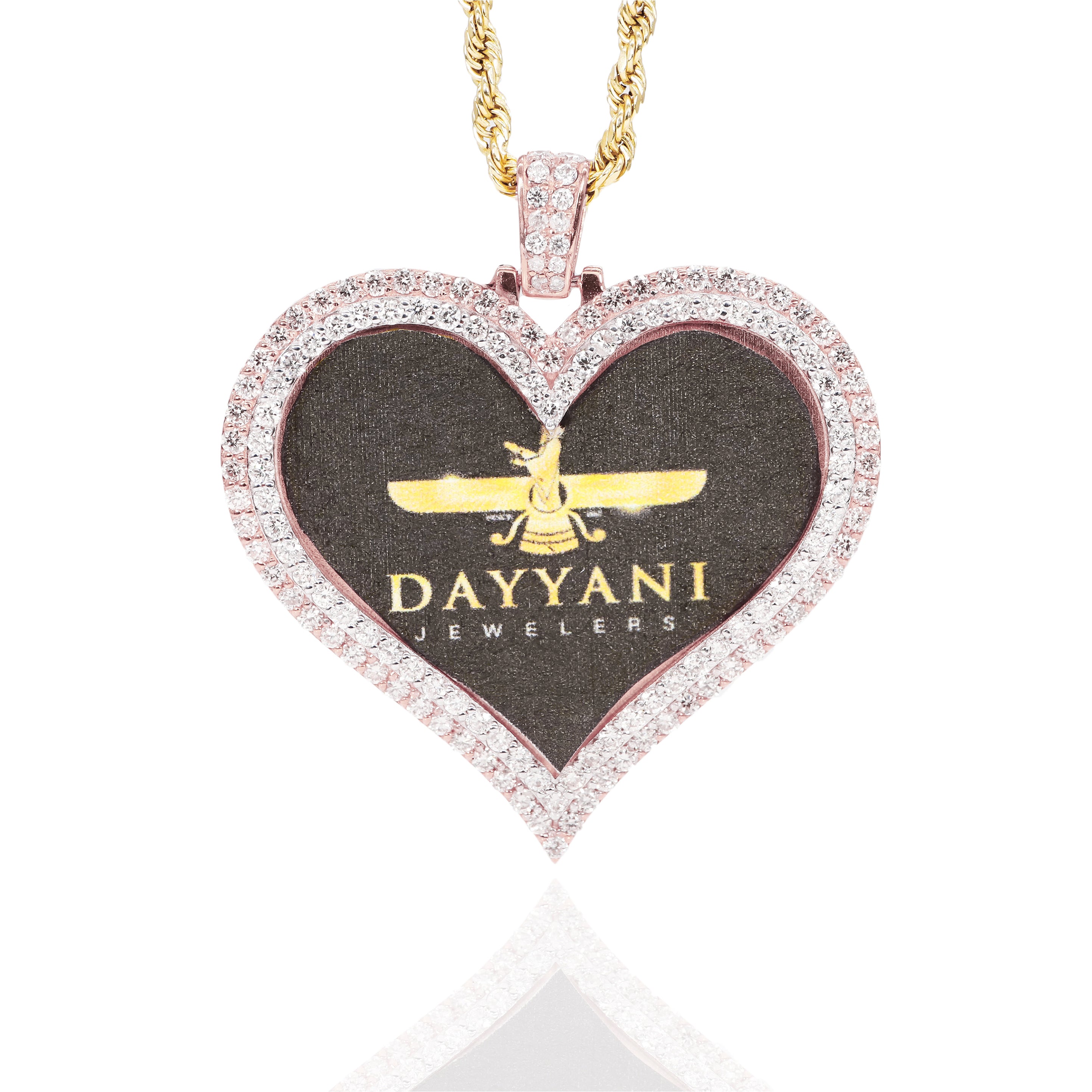 1.50 Inch Two Row Heart Memory/Picture Diamond Pendant