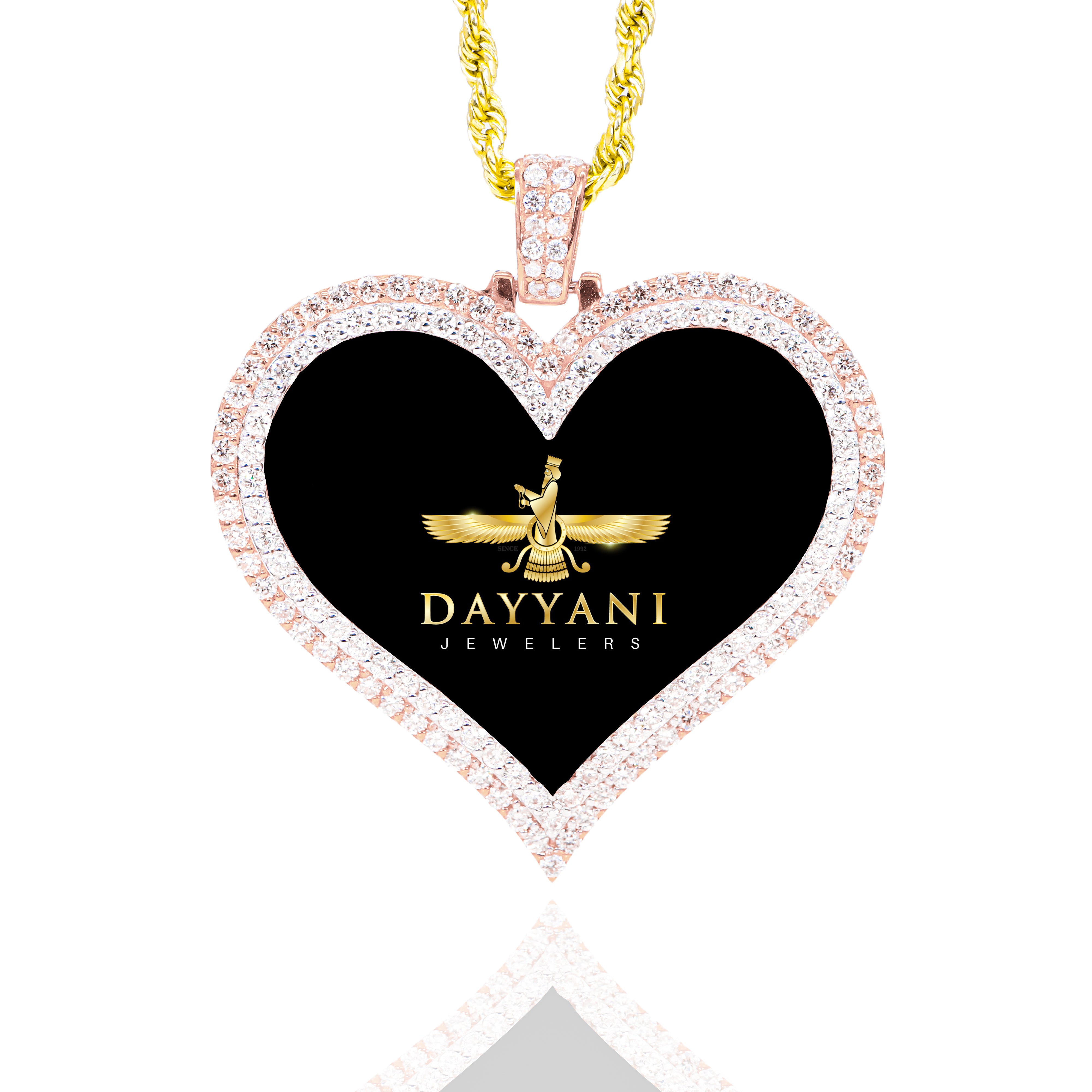 1.50 Inch Two Row Heart Memory/Picture Diamond Pendant