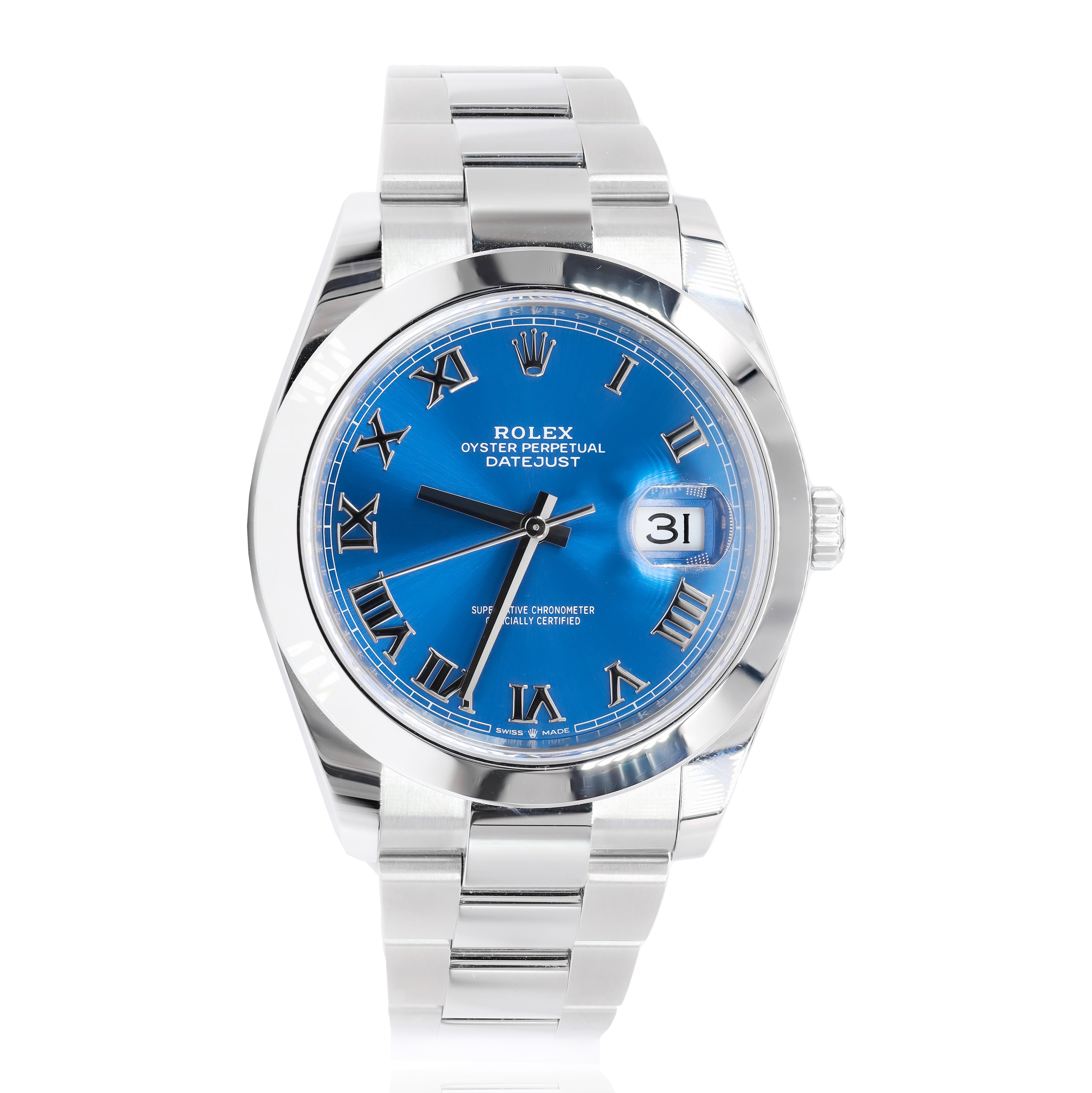 Rolex 126300 DateJust Azzuro Blue Roman Dial 41mm