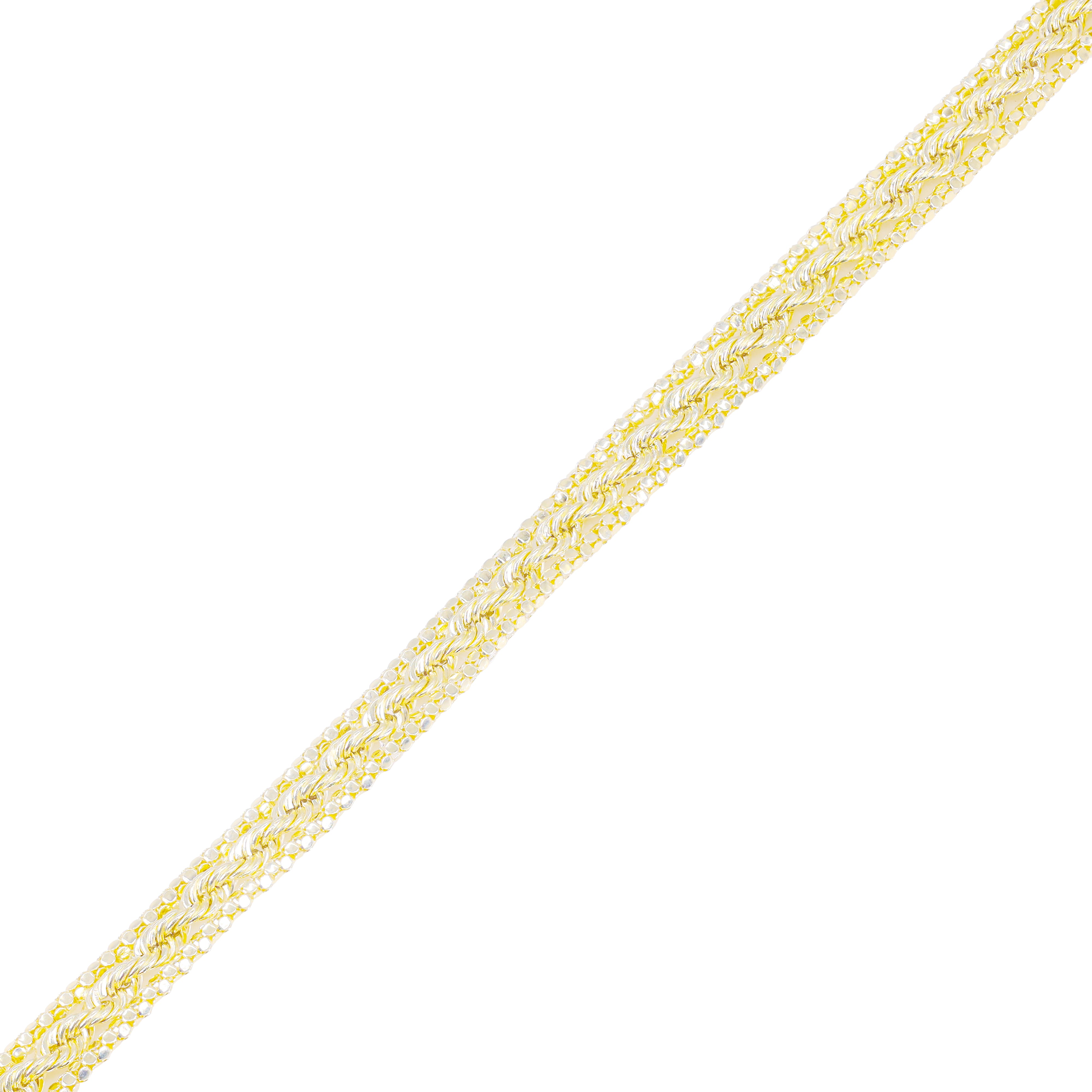 14KT Peruvian Yellow Gold Popcorn Rope Triple Strand Bracelet