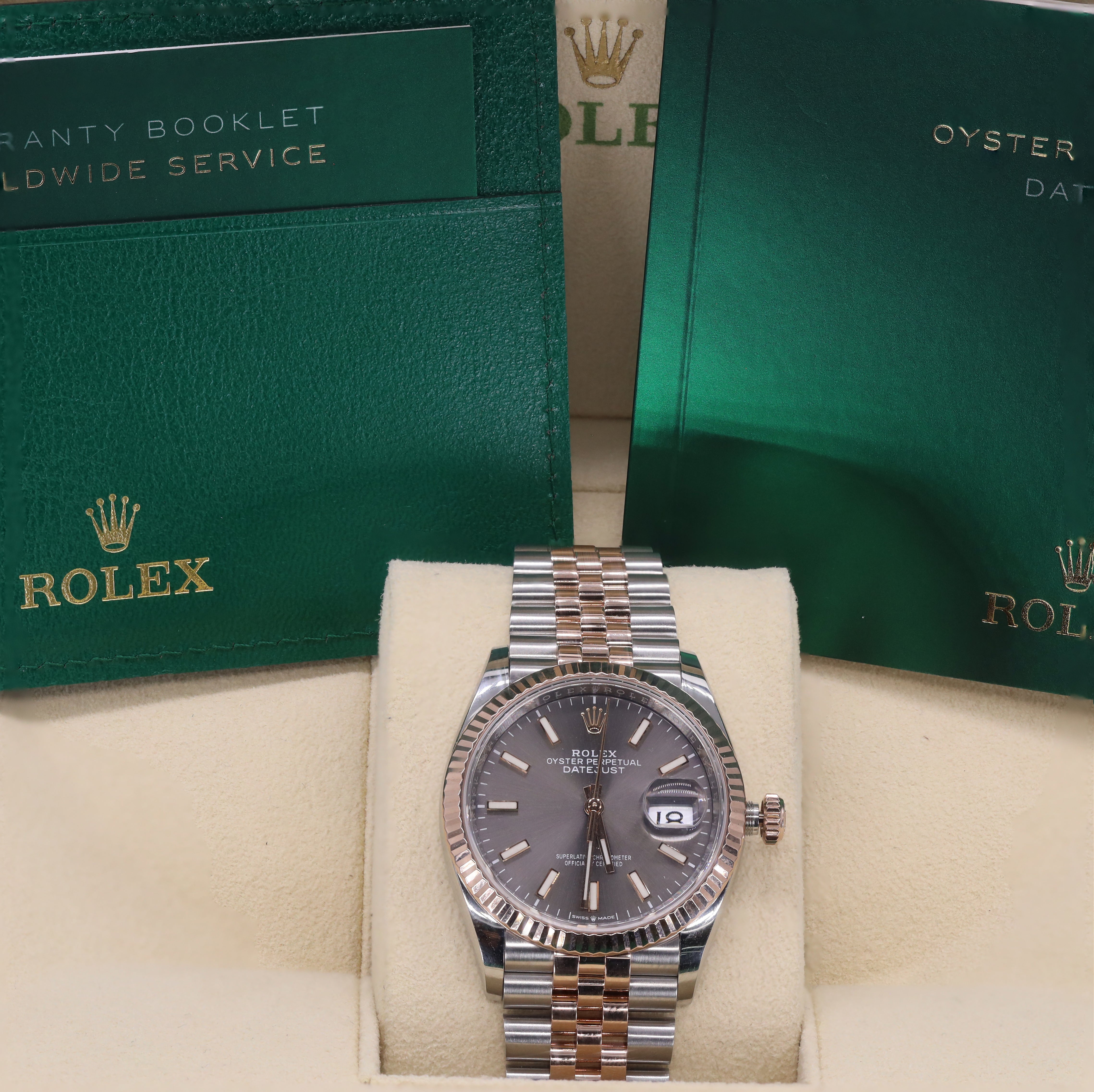 Rolex 126231 36mm DateJust Slate Stick Dial Fluted Bezel