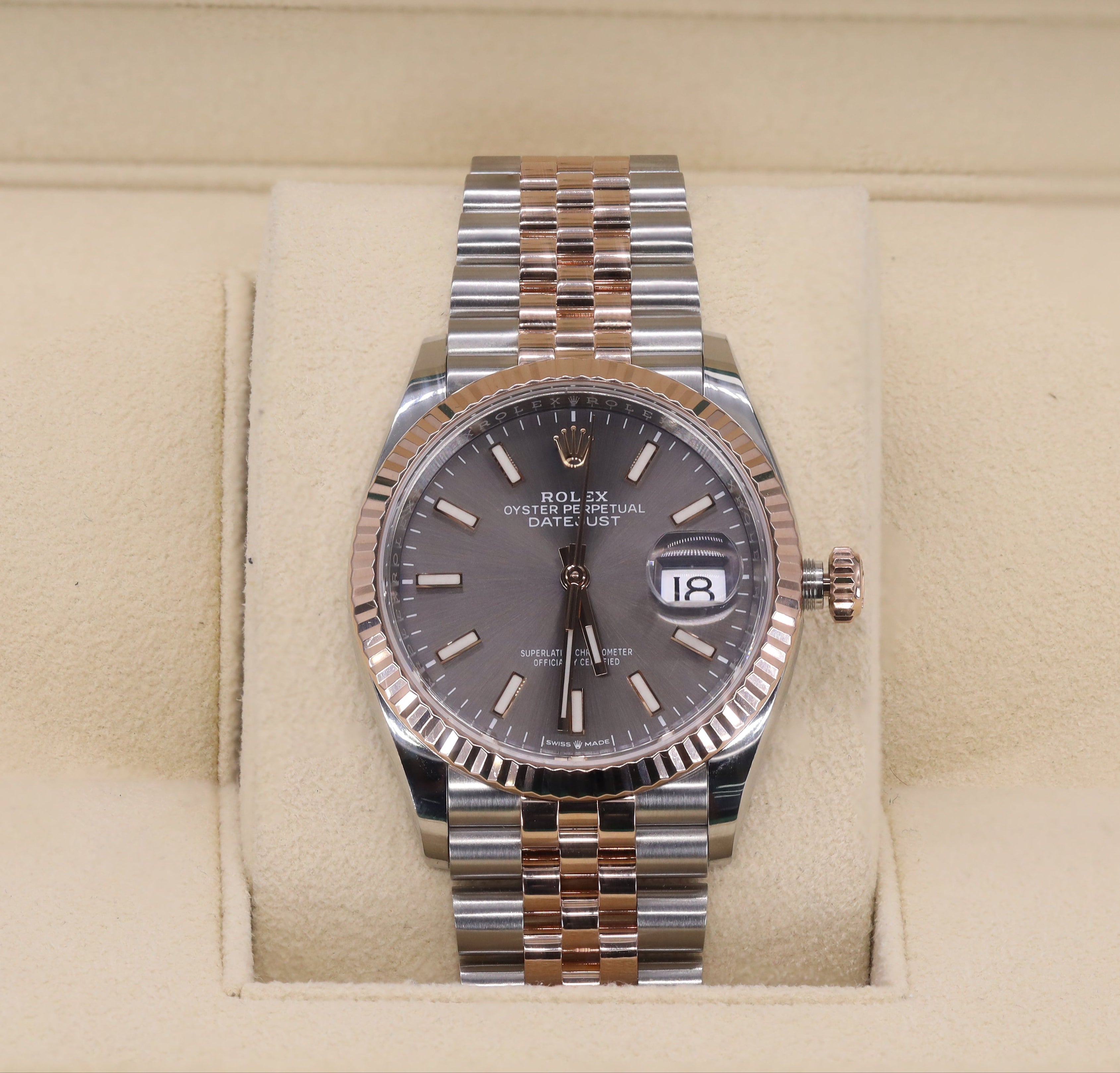 Rolex 126231 36mm DateJust Slate Stick Dial Fluted Bezel