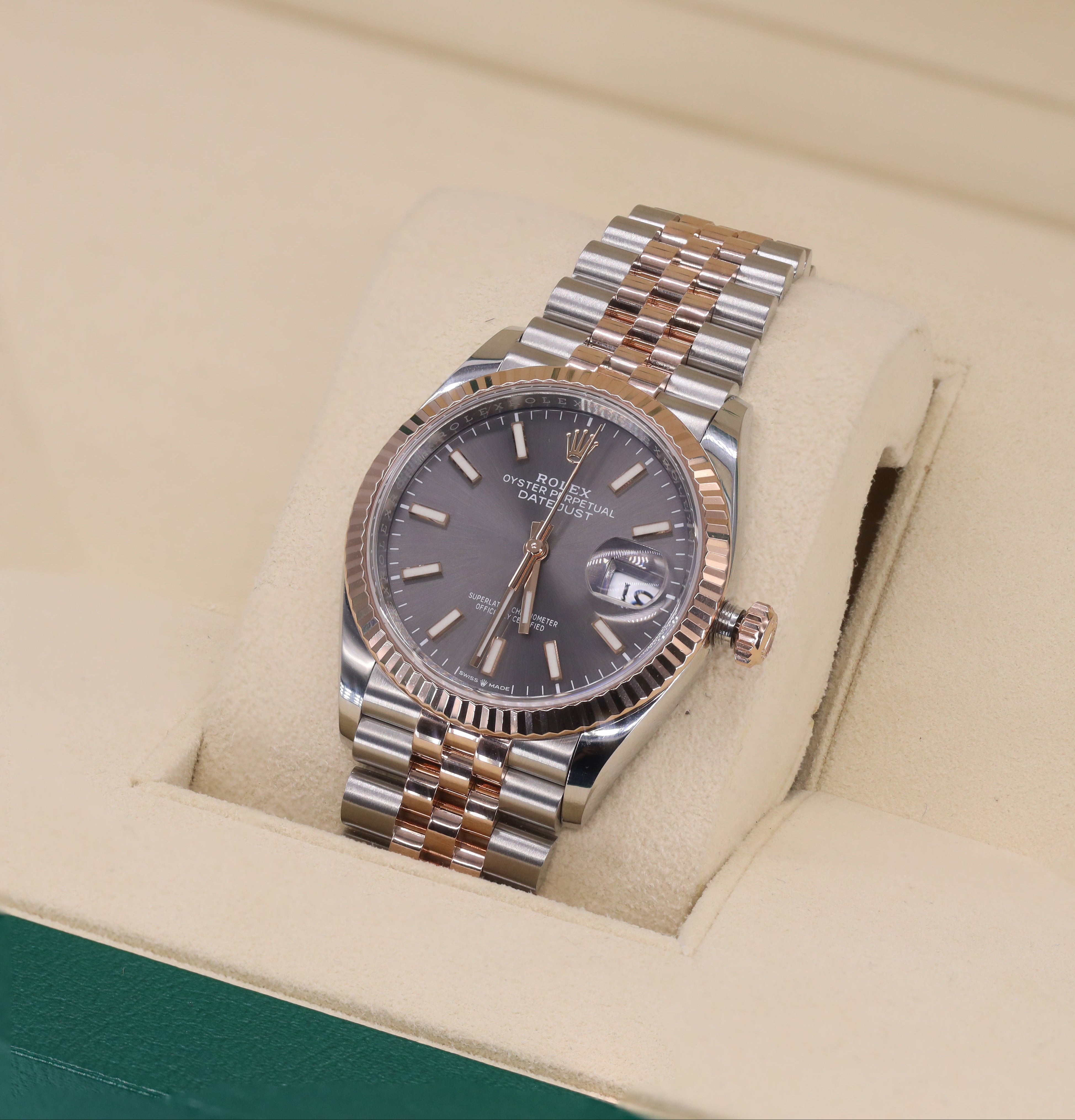 Rolex 126231 36mm DateJust Slate Stick Dial Fluted Bezel