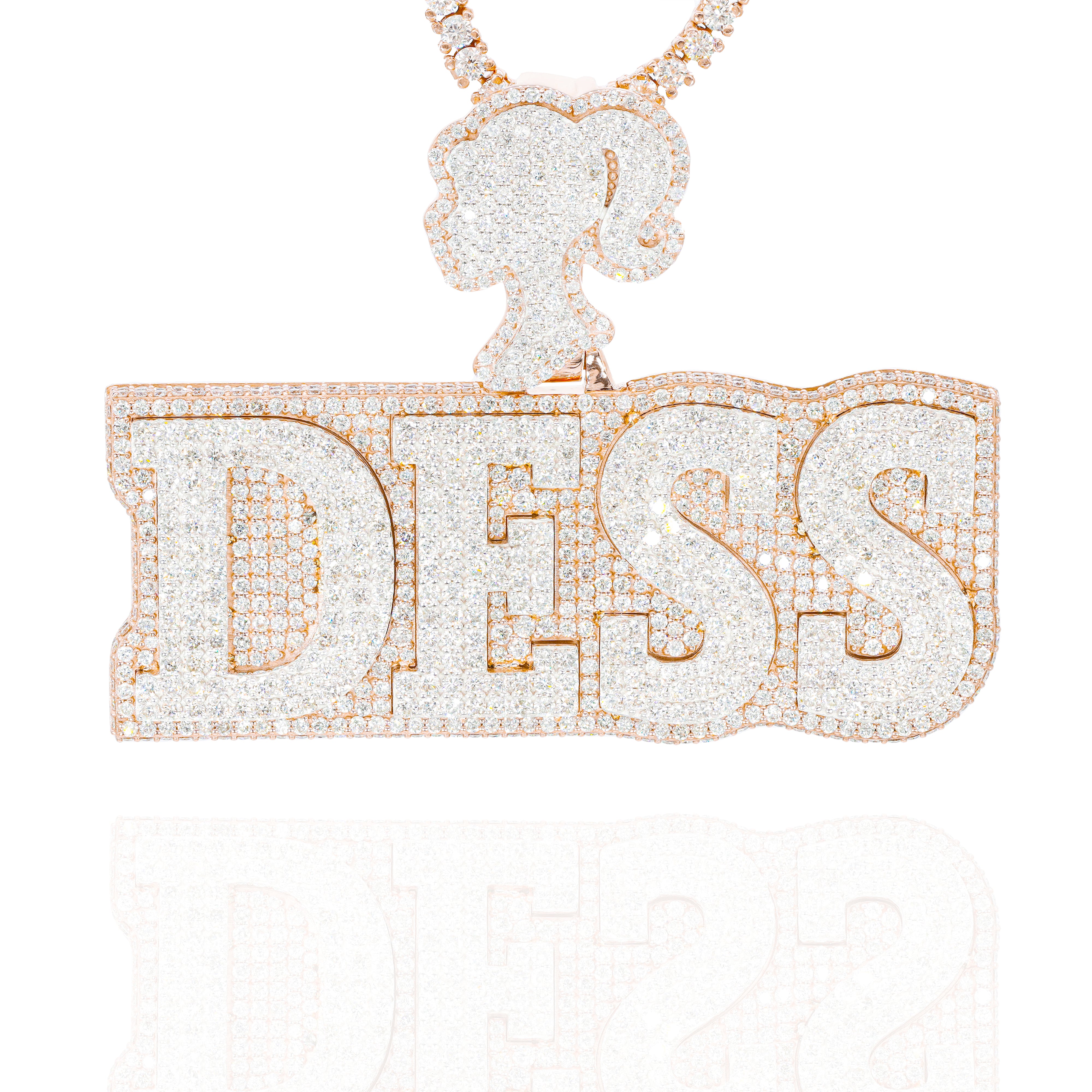 Custom Design Deposit - Two-Tone Block Style Name Diamond Pendant