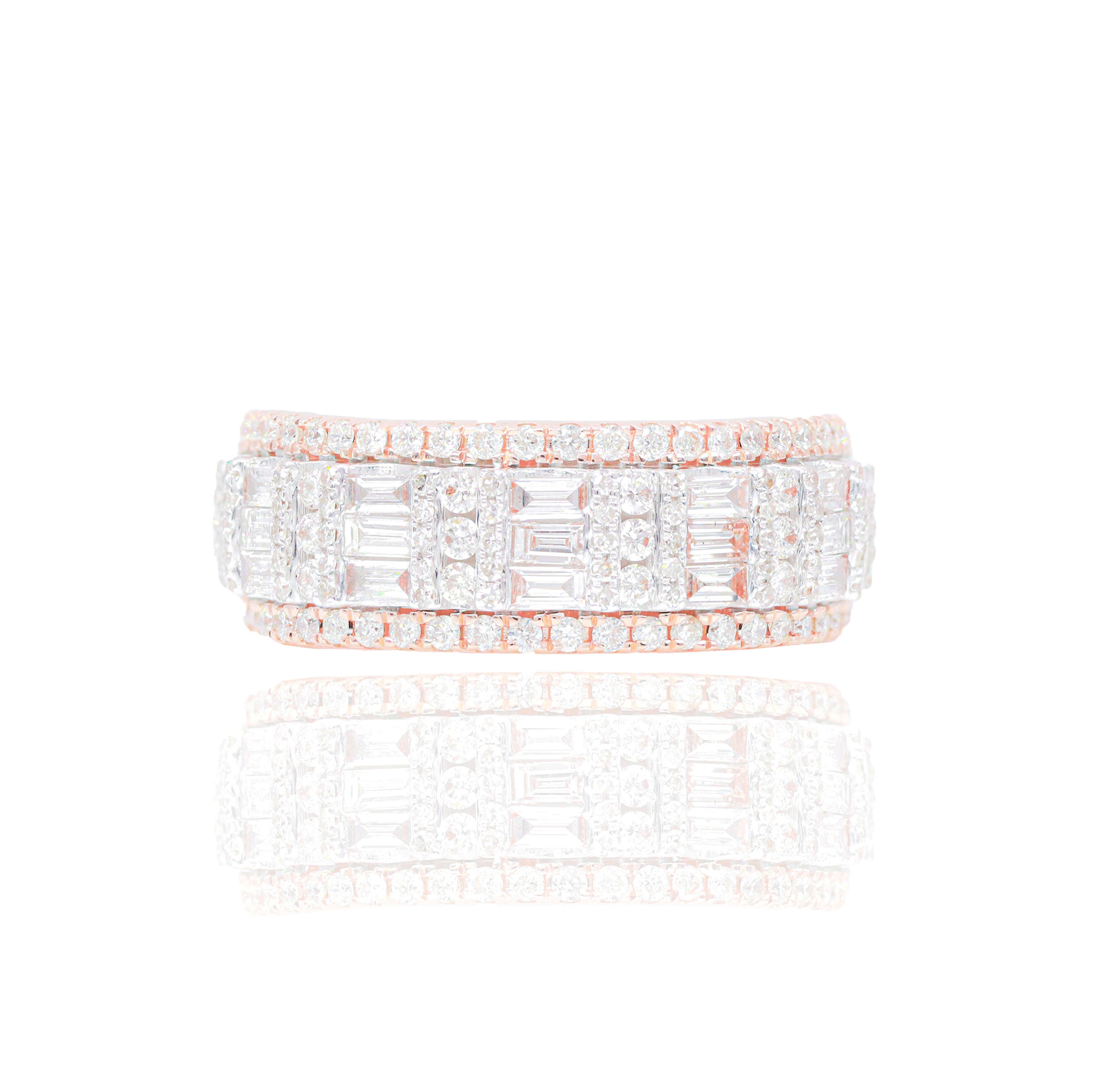 Two-Tone Baguette & Round Diamond Ring Band