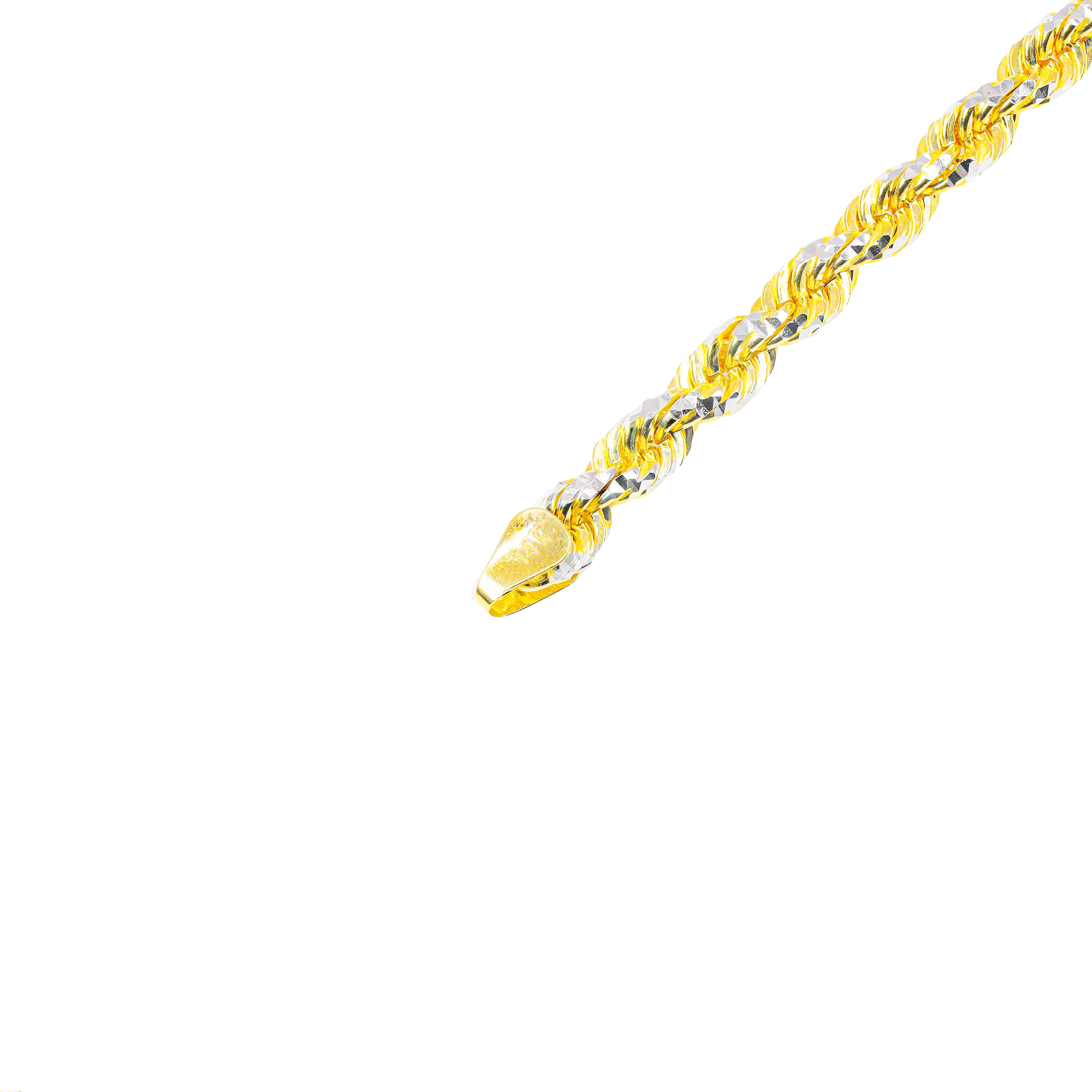 14KT Two-Tone Diamond Cut Rope Yellow Gold Chain