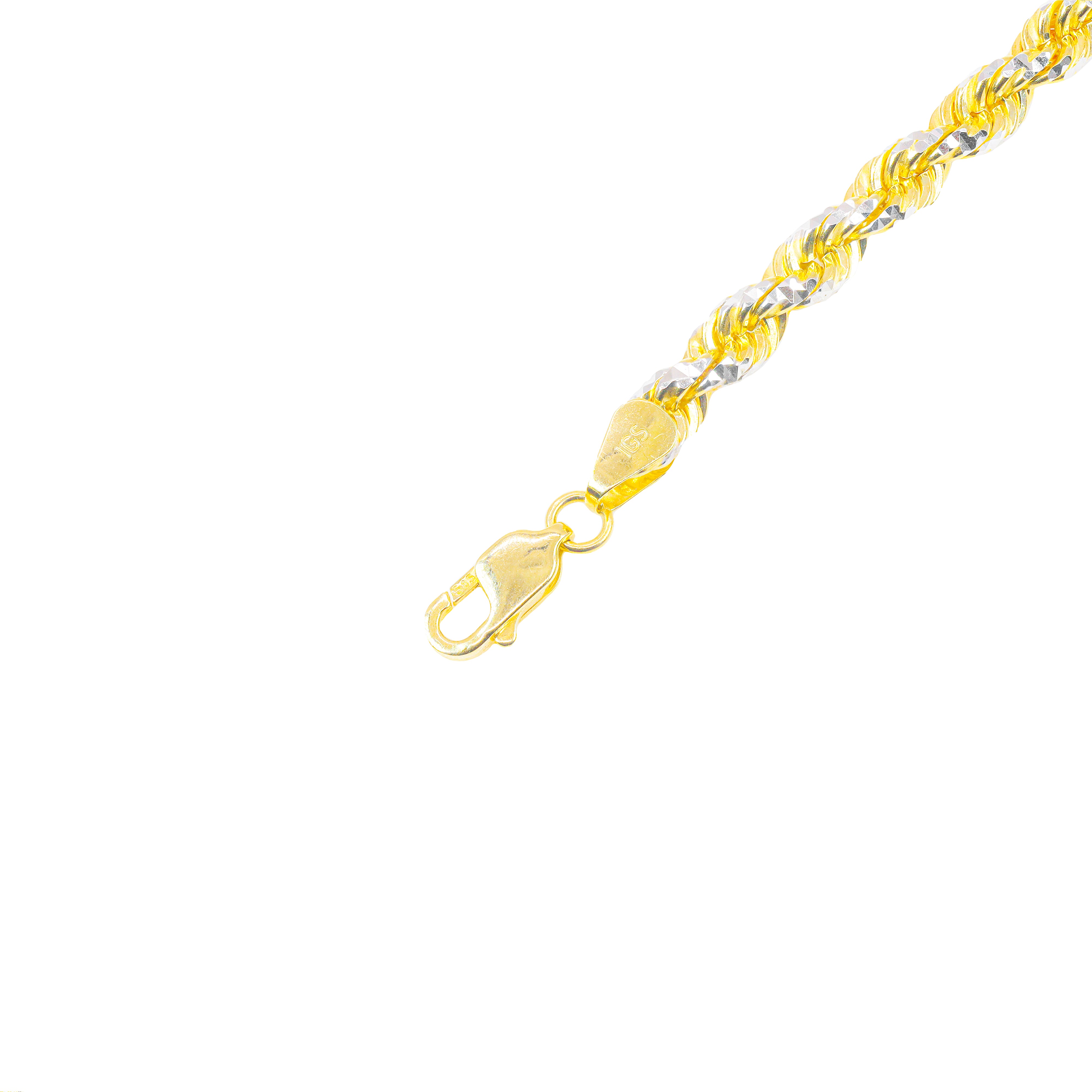 14KT Two-Tone Diamond Cut Rope Yellow Gold Chain