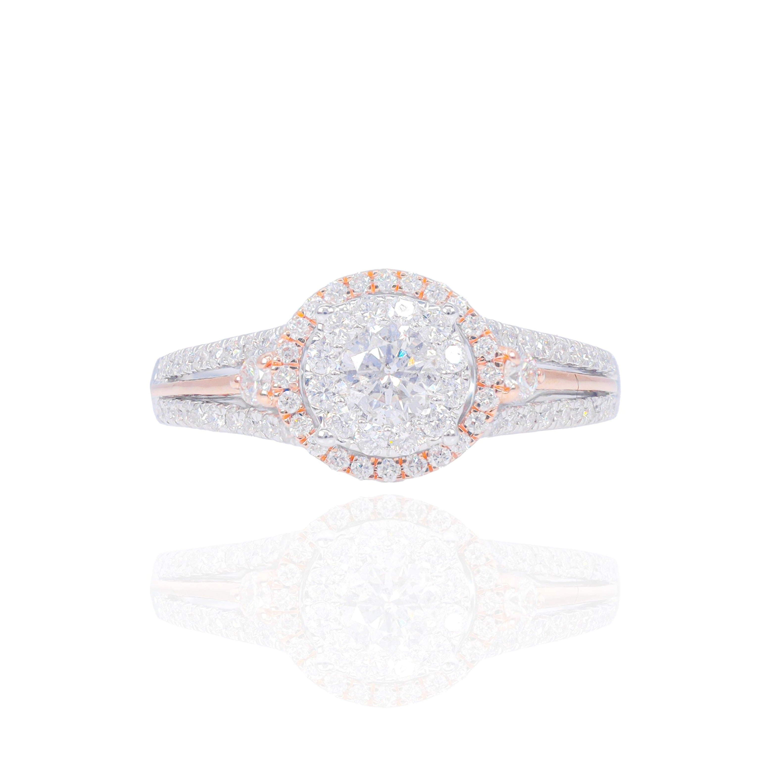 .40 CT Center Round with Double Halo Two-Tone Diamond Engagement Ring