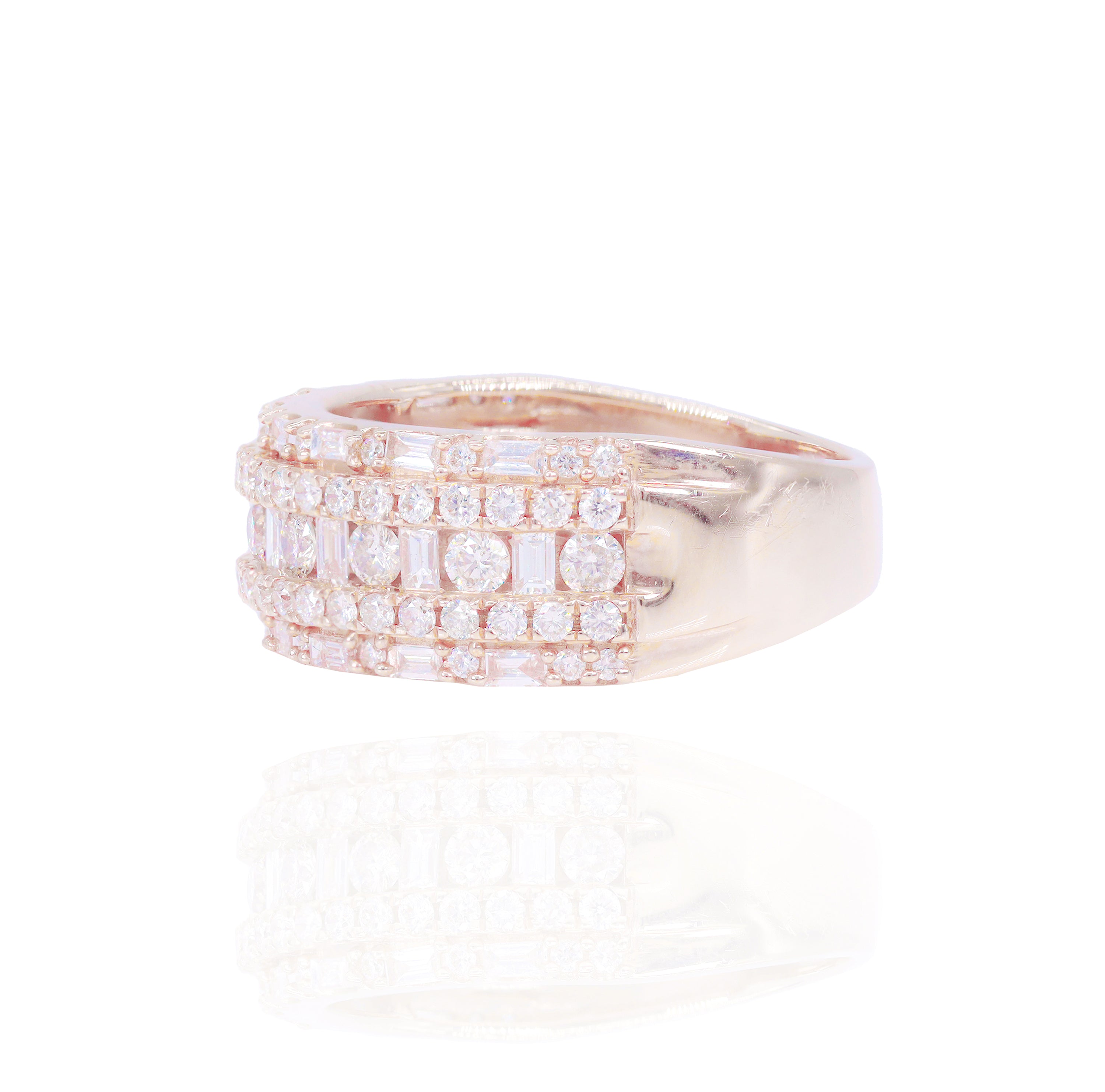 Alternating Baguettes & Round Diamond Ring Band