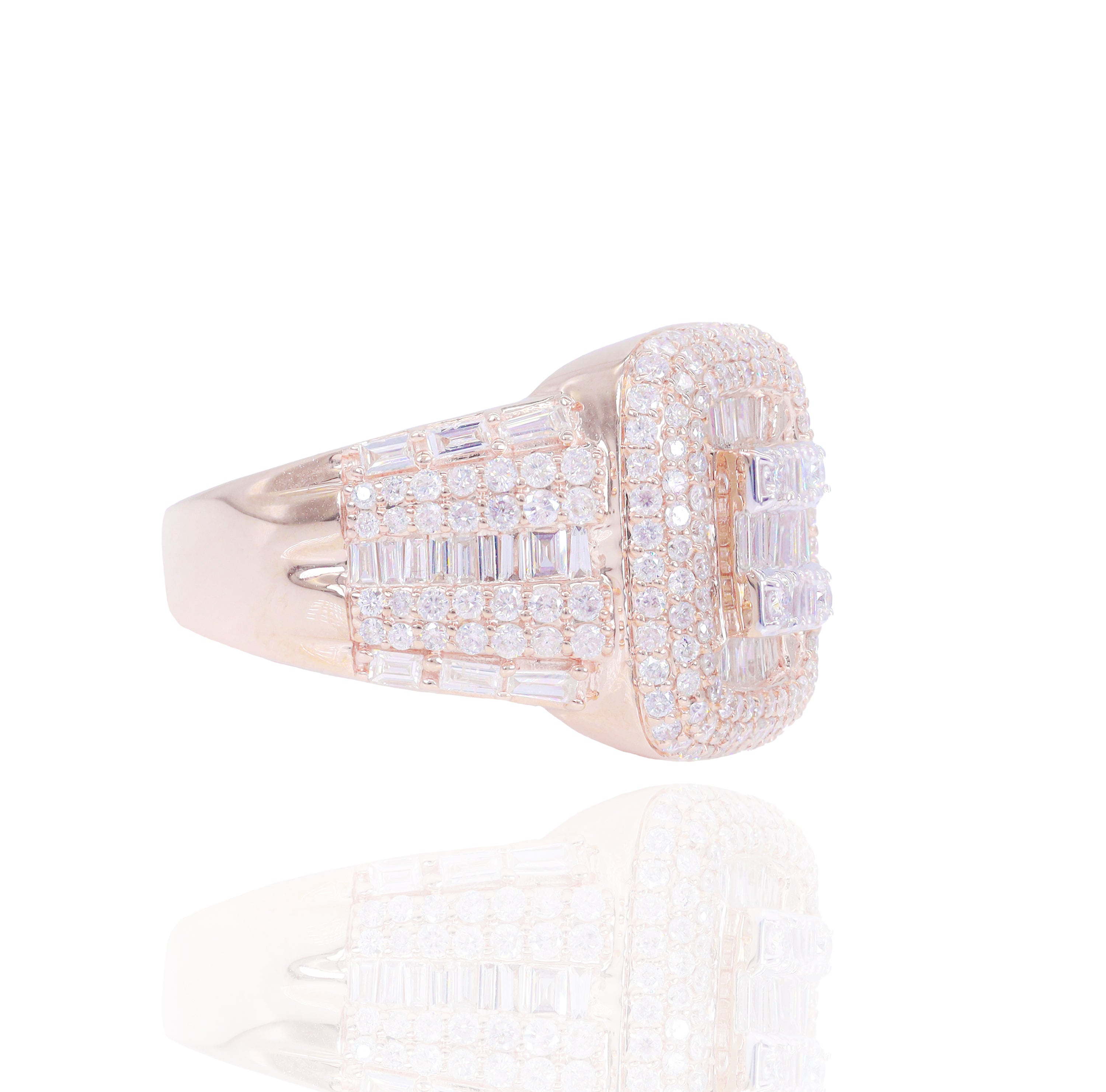 Square Shaped Baguette and Round Championship Diamond Ring