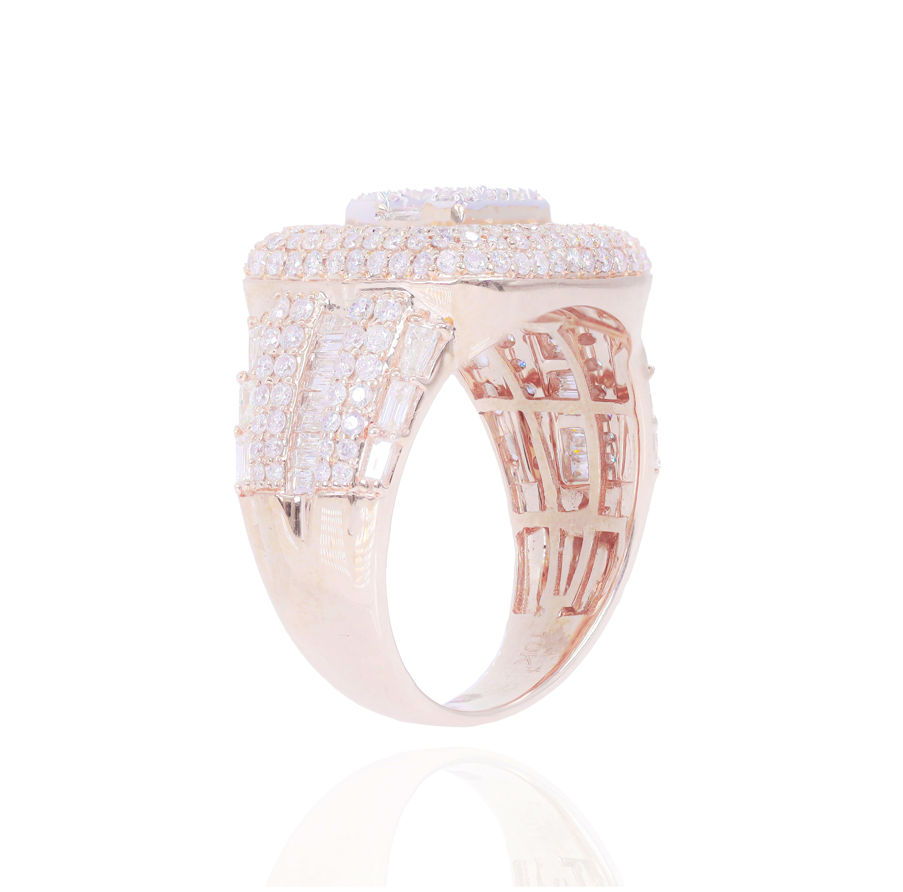 Square Shaped Baguette and Round Championship Diamond Ring