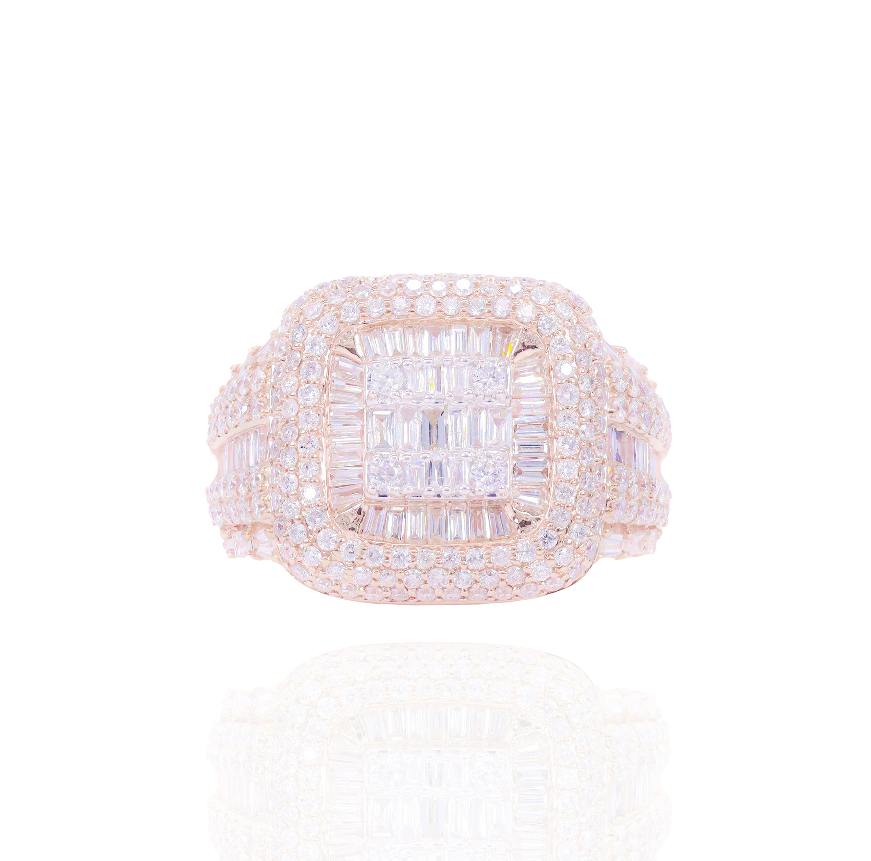 Square Shaped Baguette and Round Championship Diamond Ring