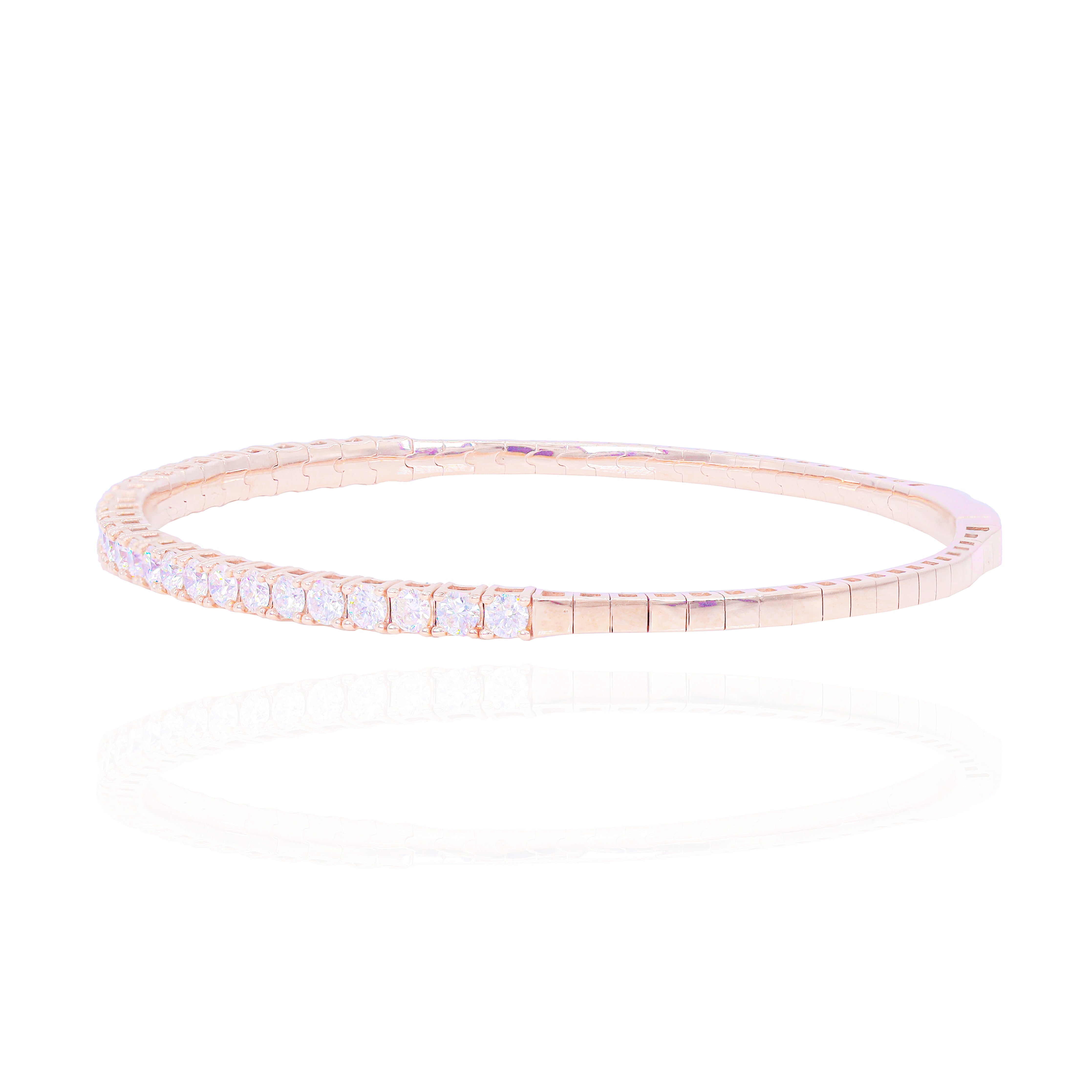 8-Pointer Diamond Rose Gold Flexible Bangle Bracelet