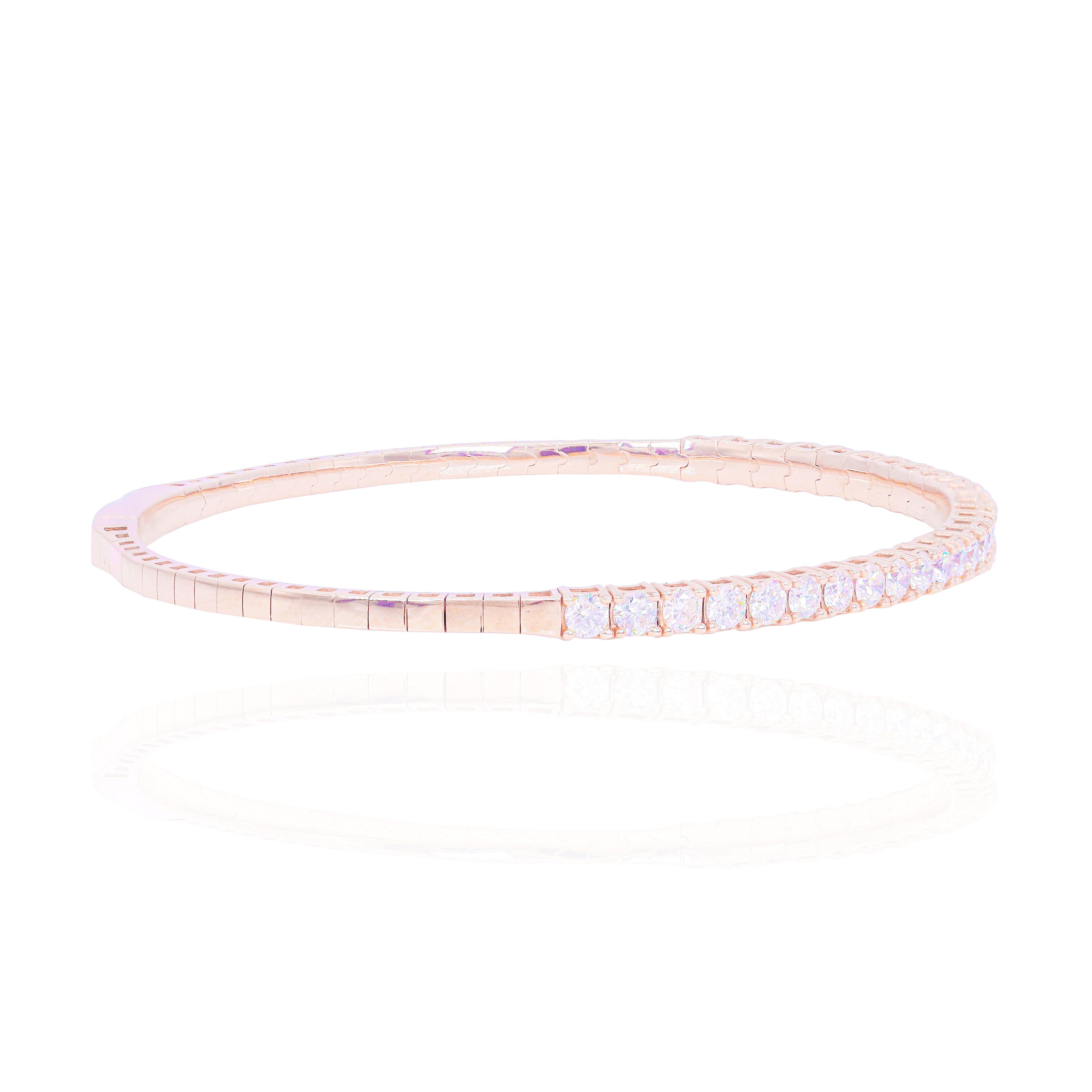 8-Pointer Diamond Rose Gold Flexible Bangle Bracelet