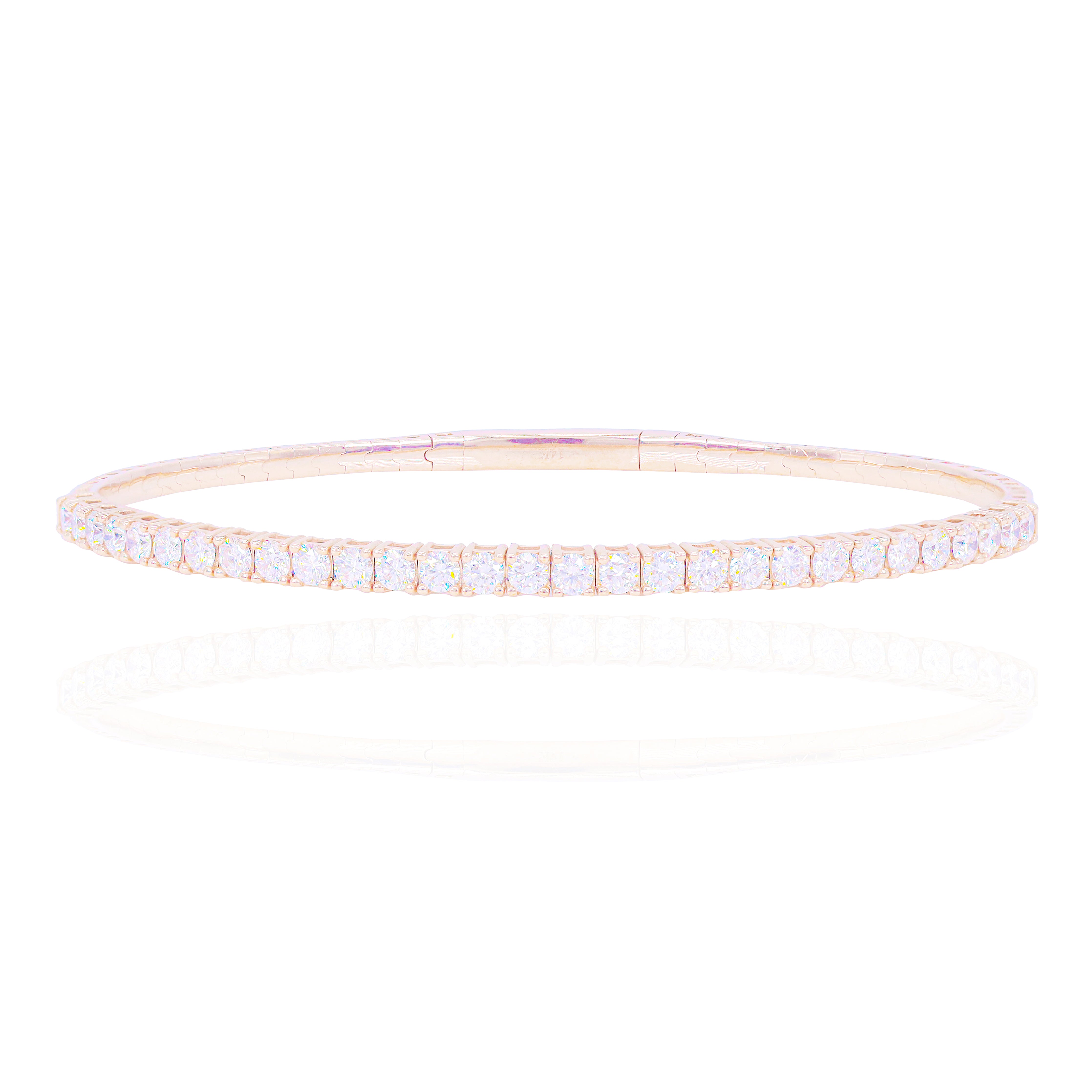 8-Pointer Diamond Rose Gold Flexible Bangle Bracelet