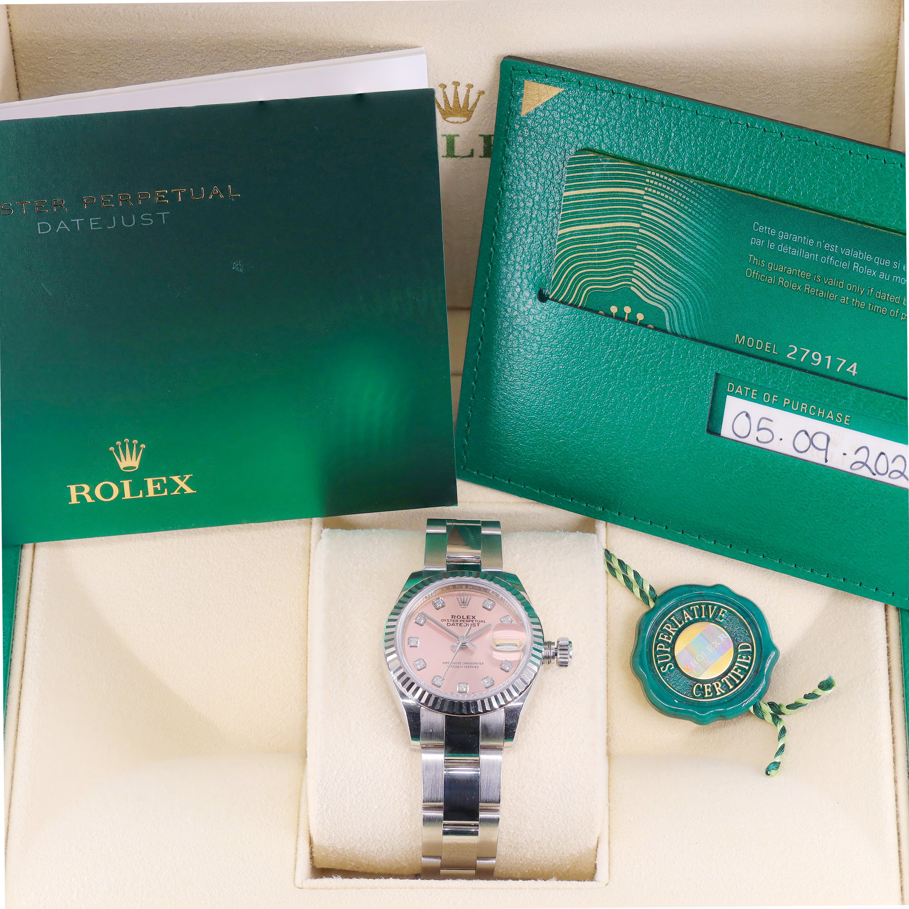 Rolex 279174 Lady-Datejust 28mm Pink Factory Diamond Dial