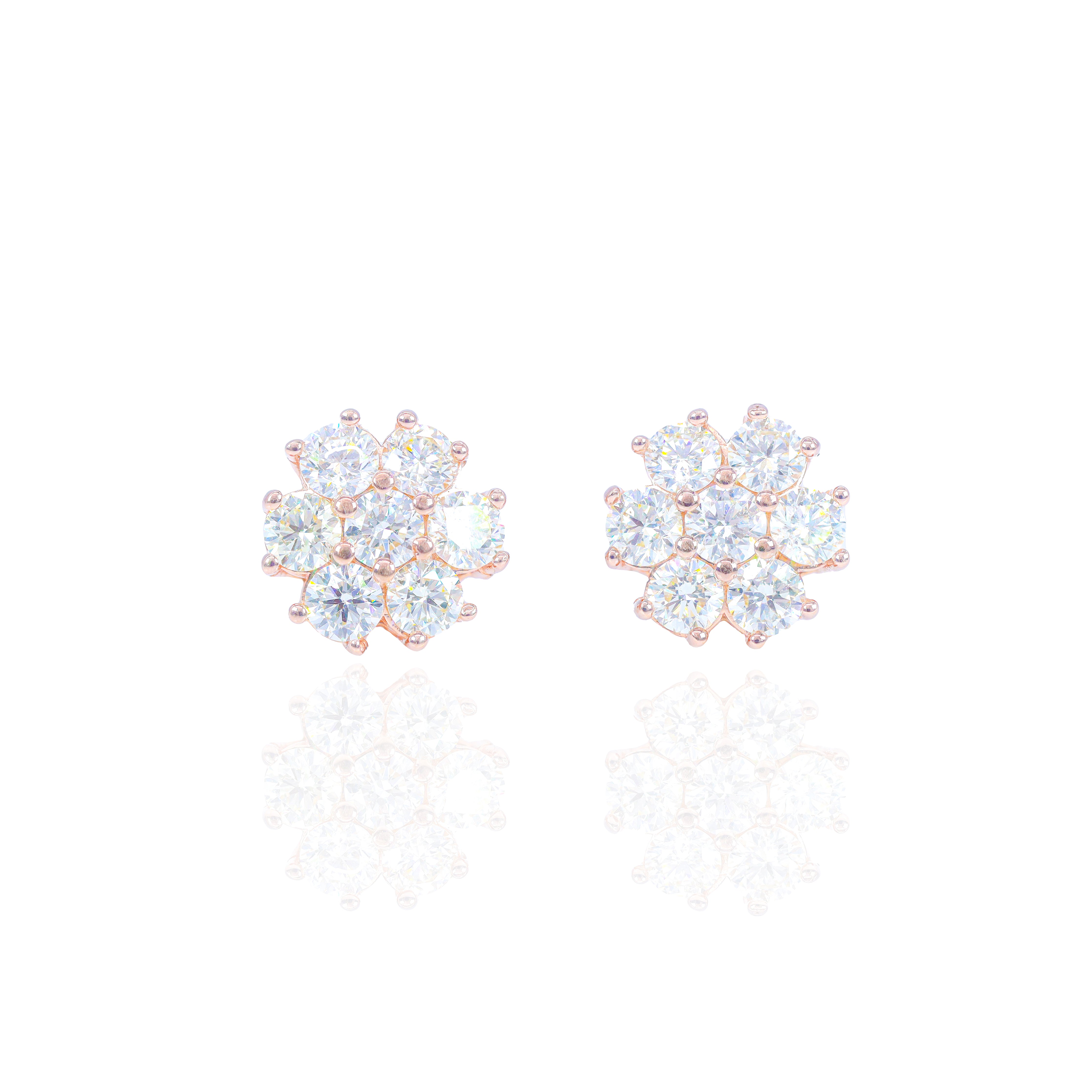 Large Cluster Flower Diamond Earrings