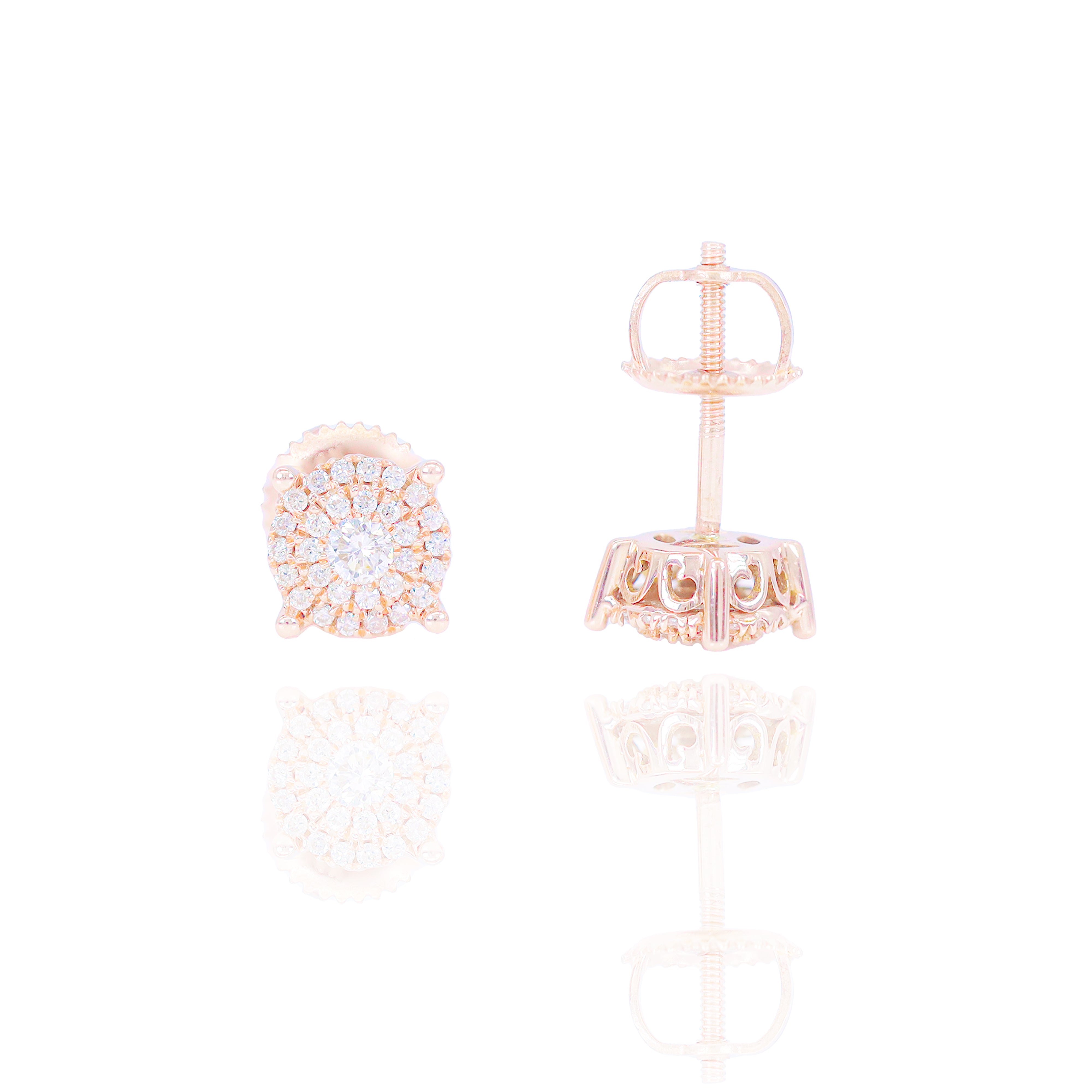 Round Diamond Cluster Earrings