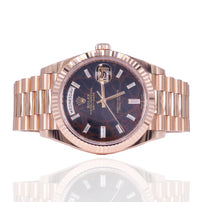 Rolex 228235 Day-Date 40mm Everose Gold Eisenkiesel Meteorite Baguette Diamond Dial