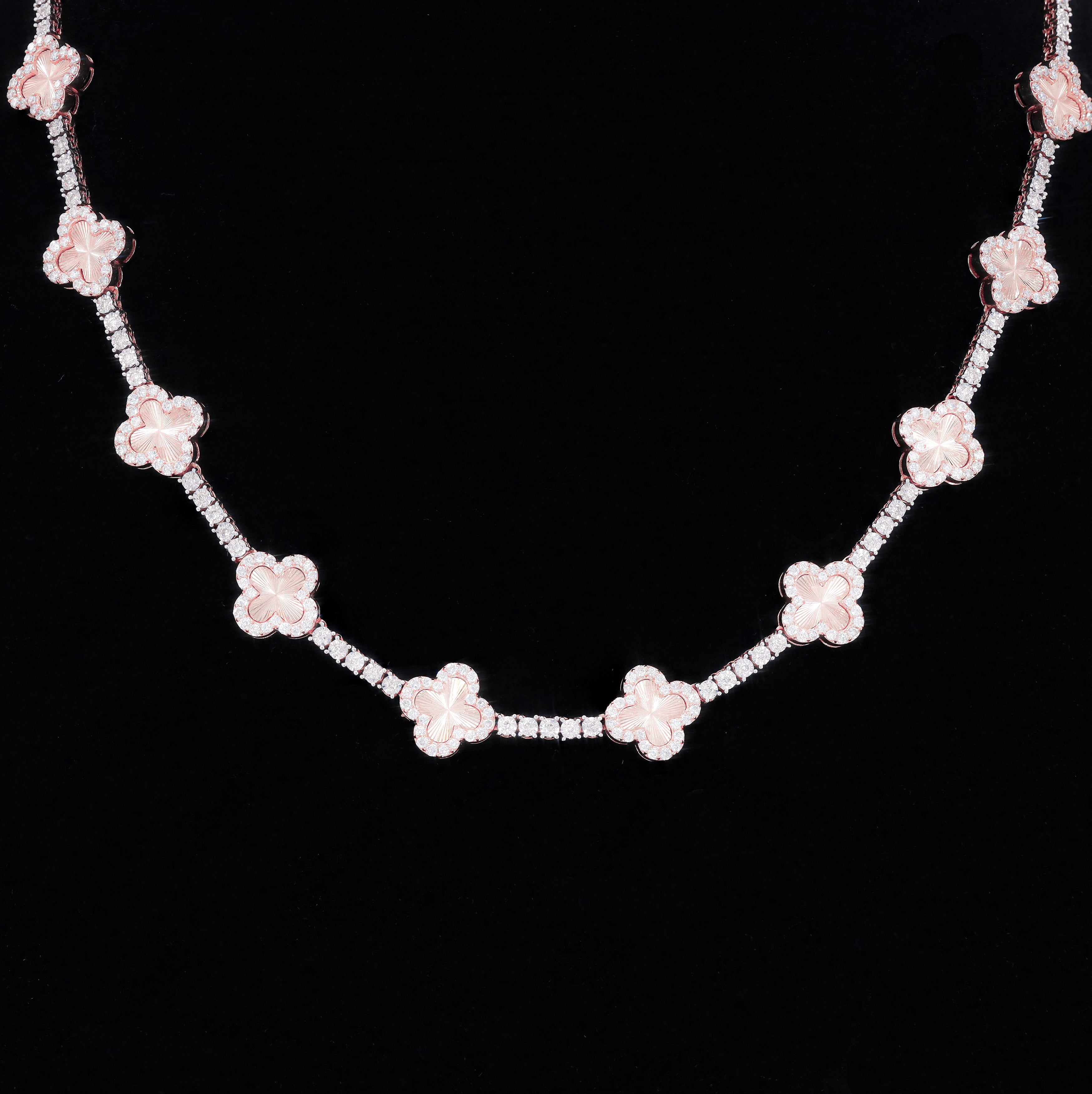 Fluted Clover Diamond Tennis Chain