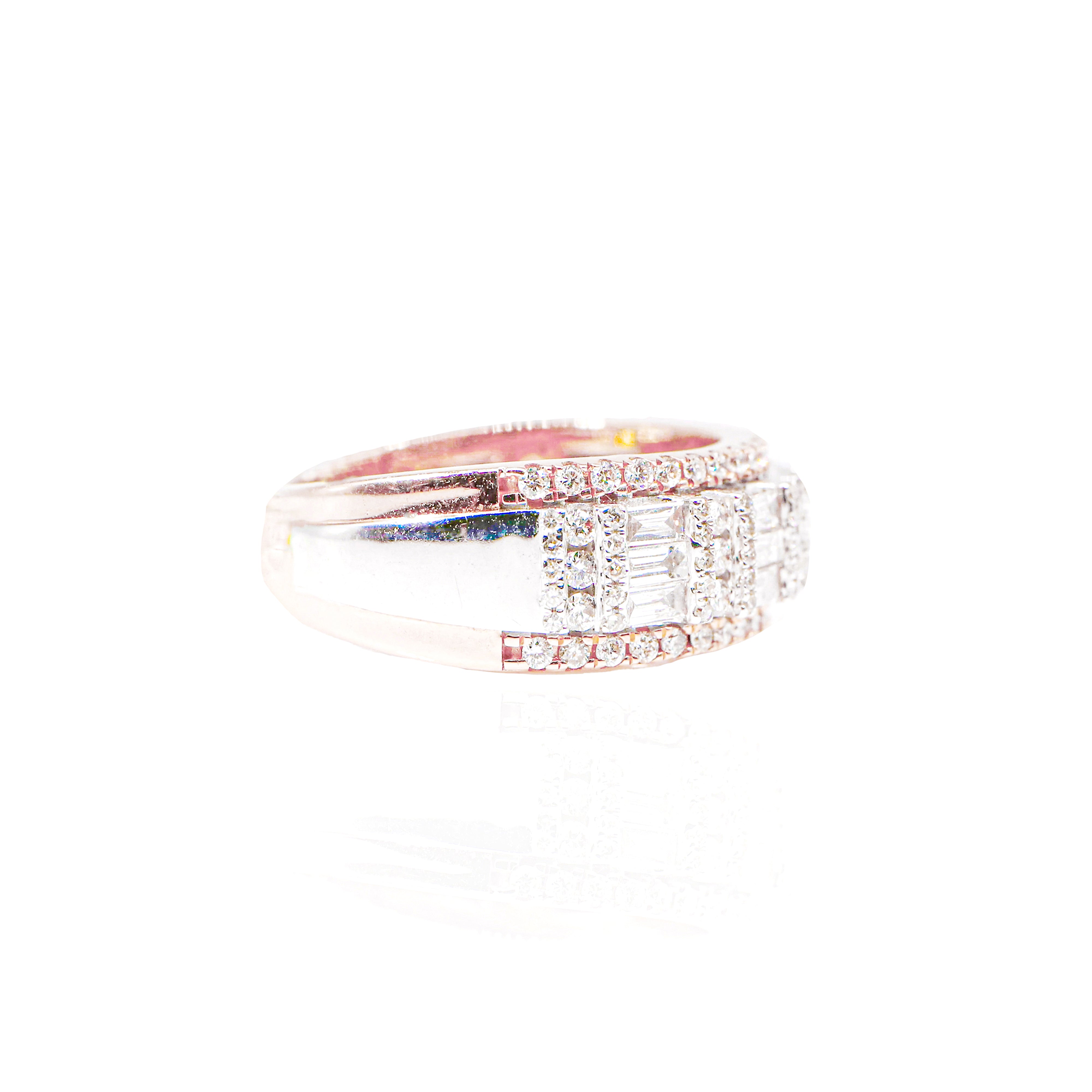 Two-Tone Baguette Clusters Diamond Ring