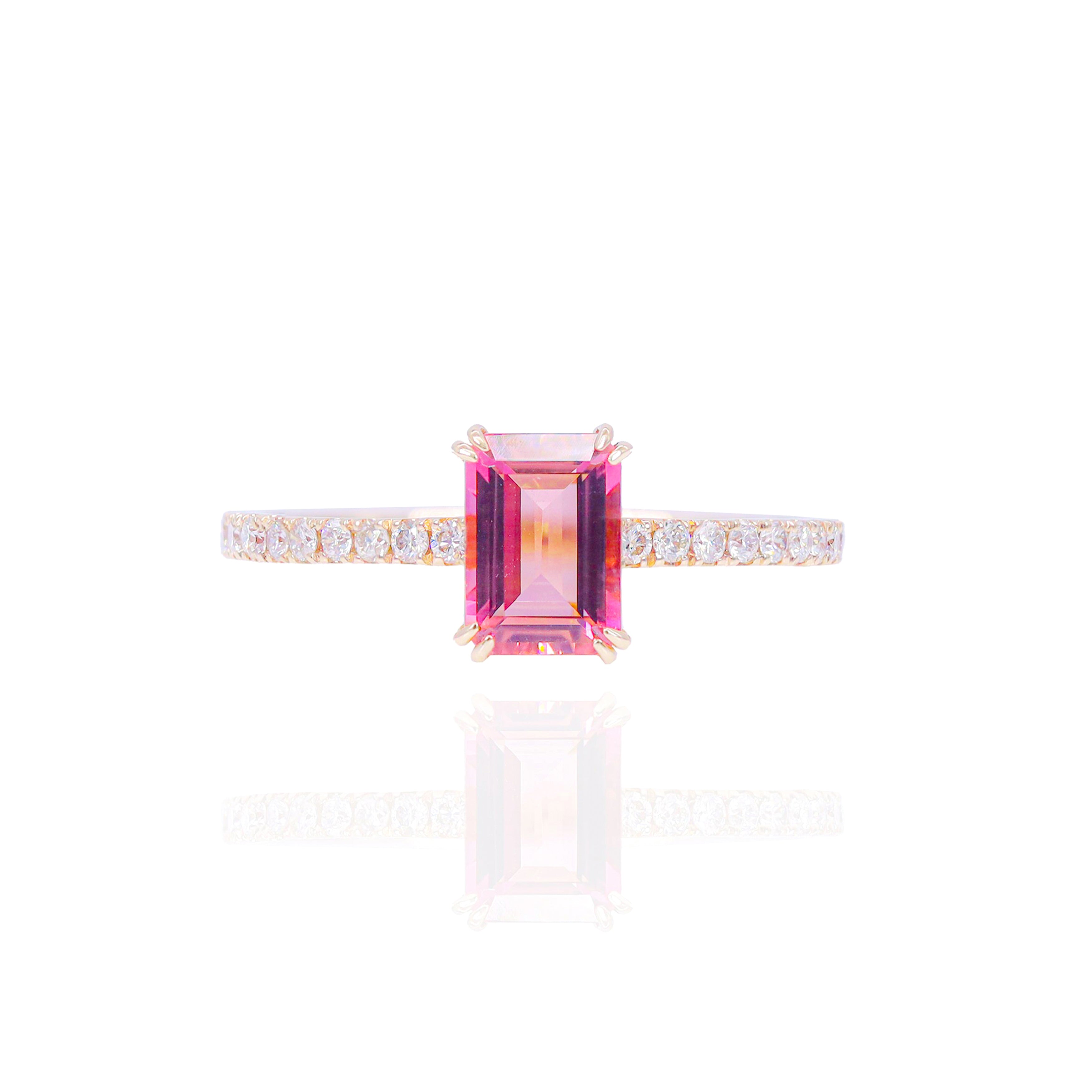 Pink Topaz Gemstone Diamond Ring