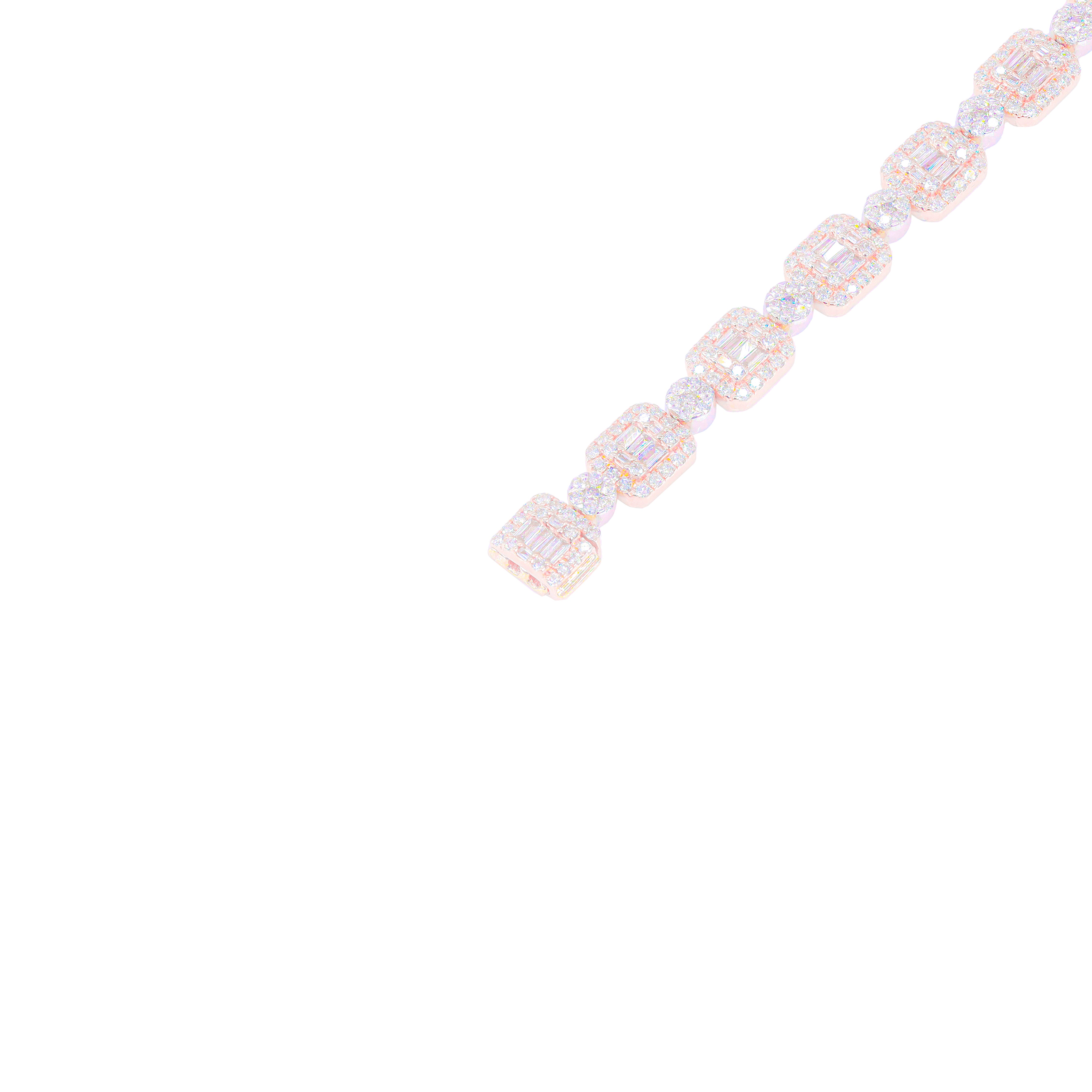 Square & Round Link Baguette Diamond Bracelet
