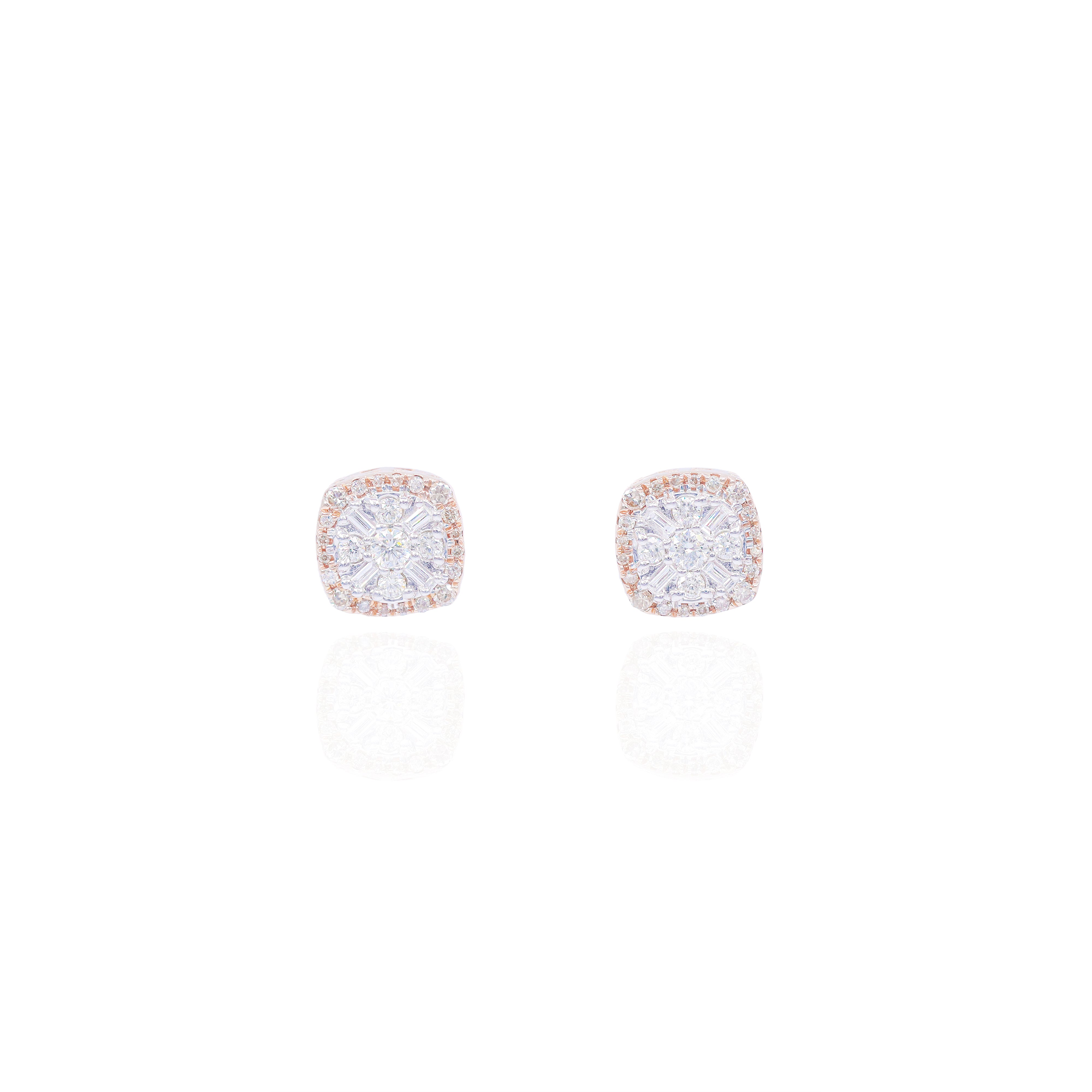 Square Cluster Baguette Diamond Earrings