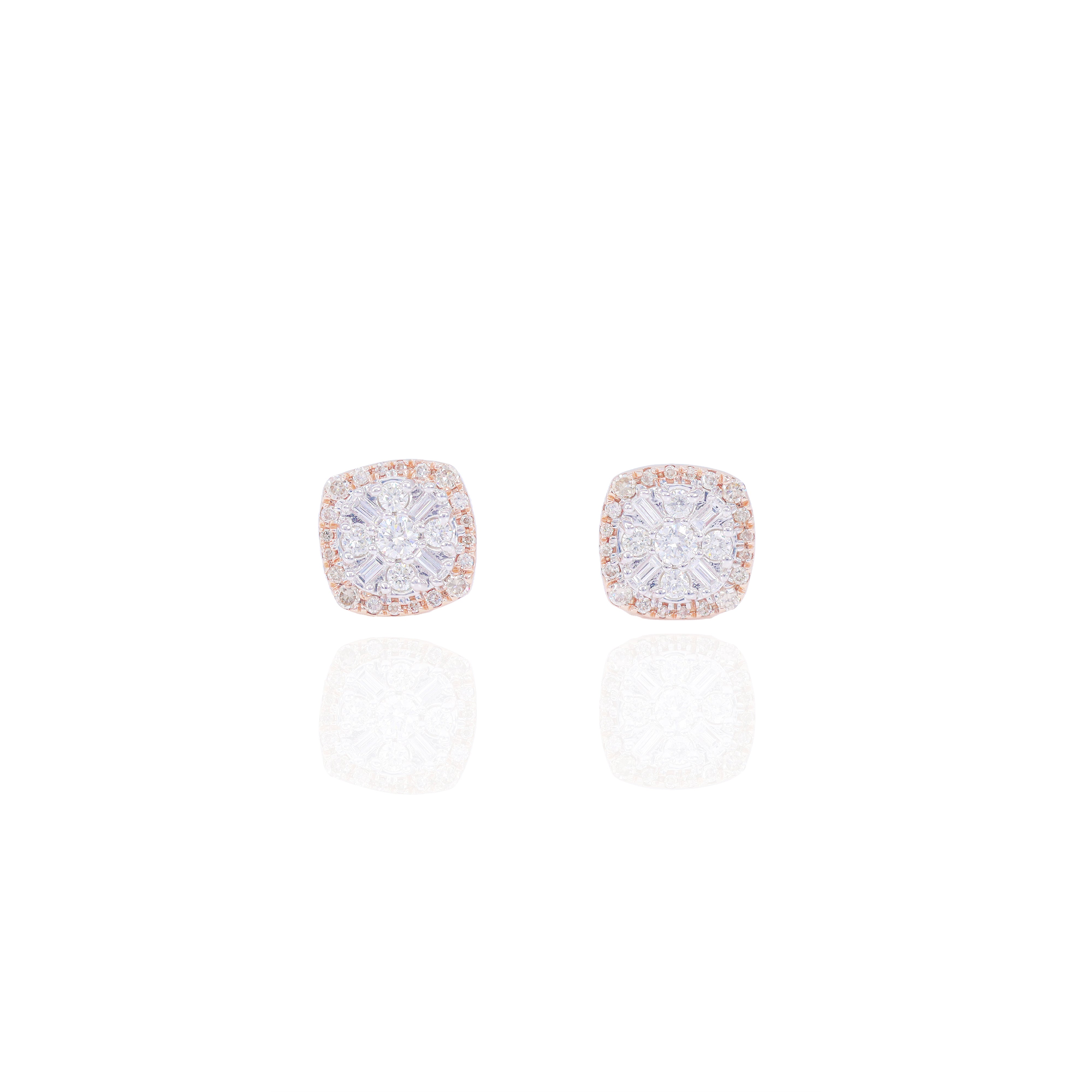 Square Cluster Baguette Diamond Earrings