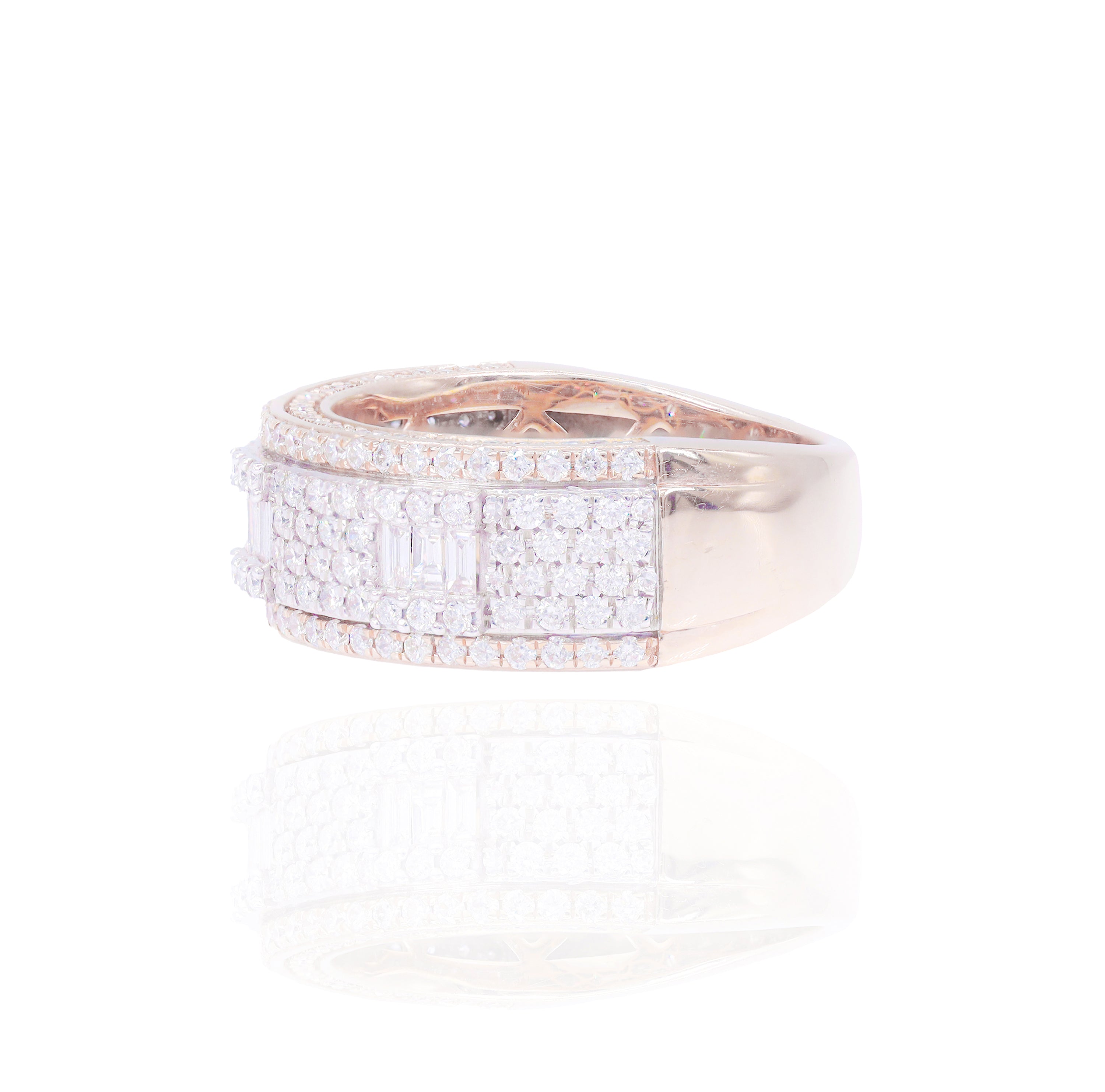 Cluster Two-Tone Baguettes & Round Diamond Ring Band