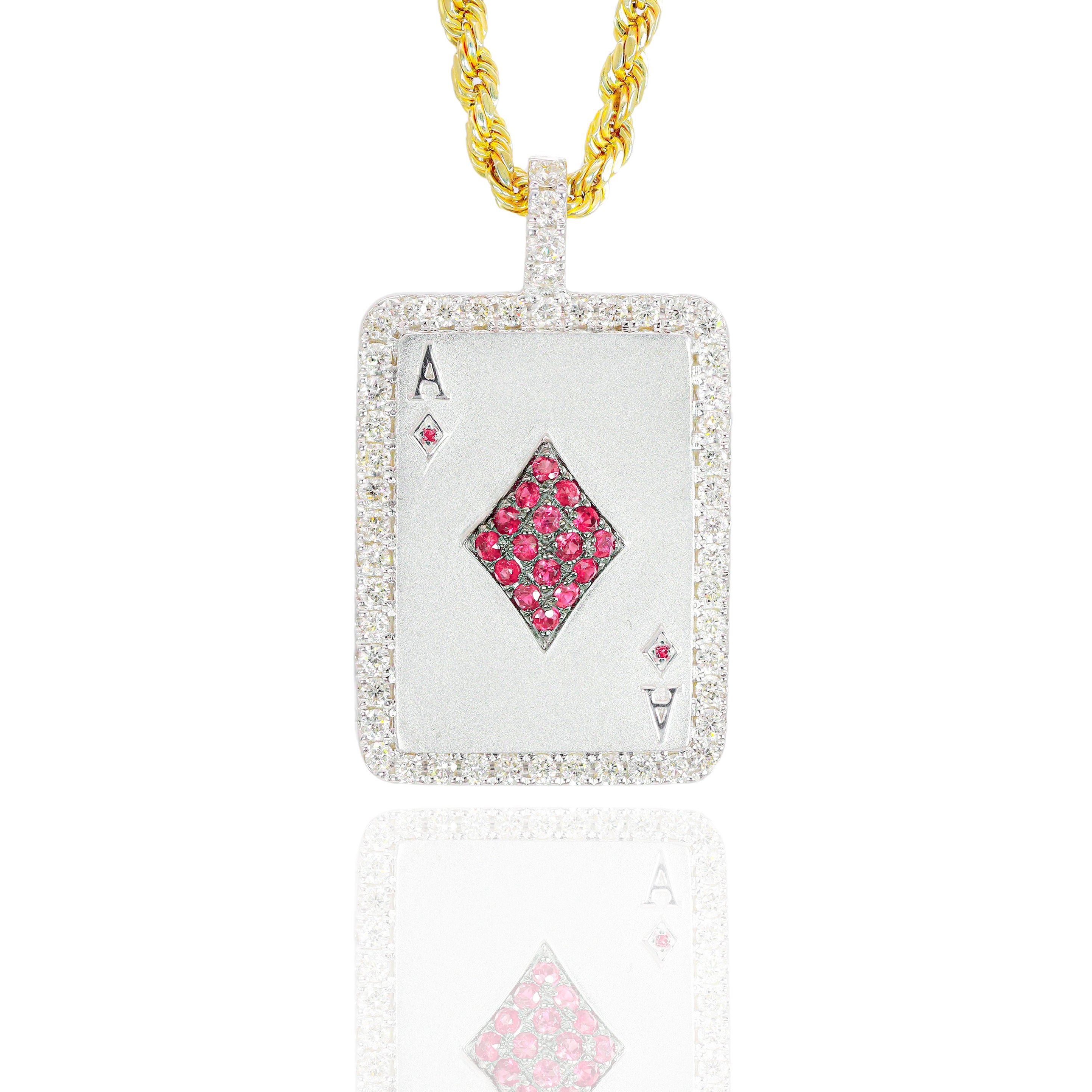 Ace of Diamonds Pendant with Red Rubies