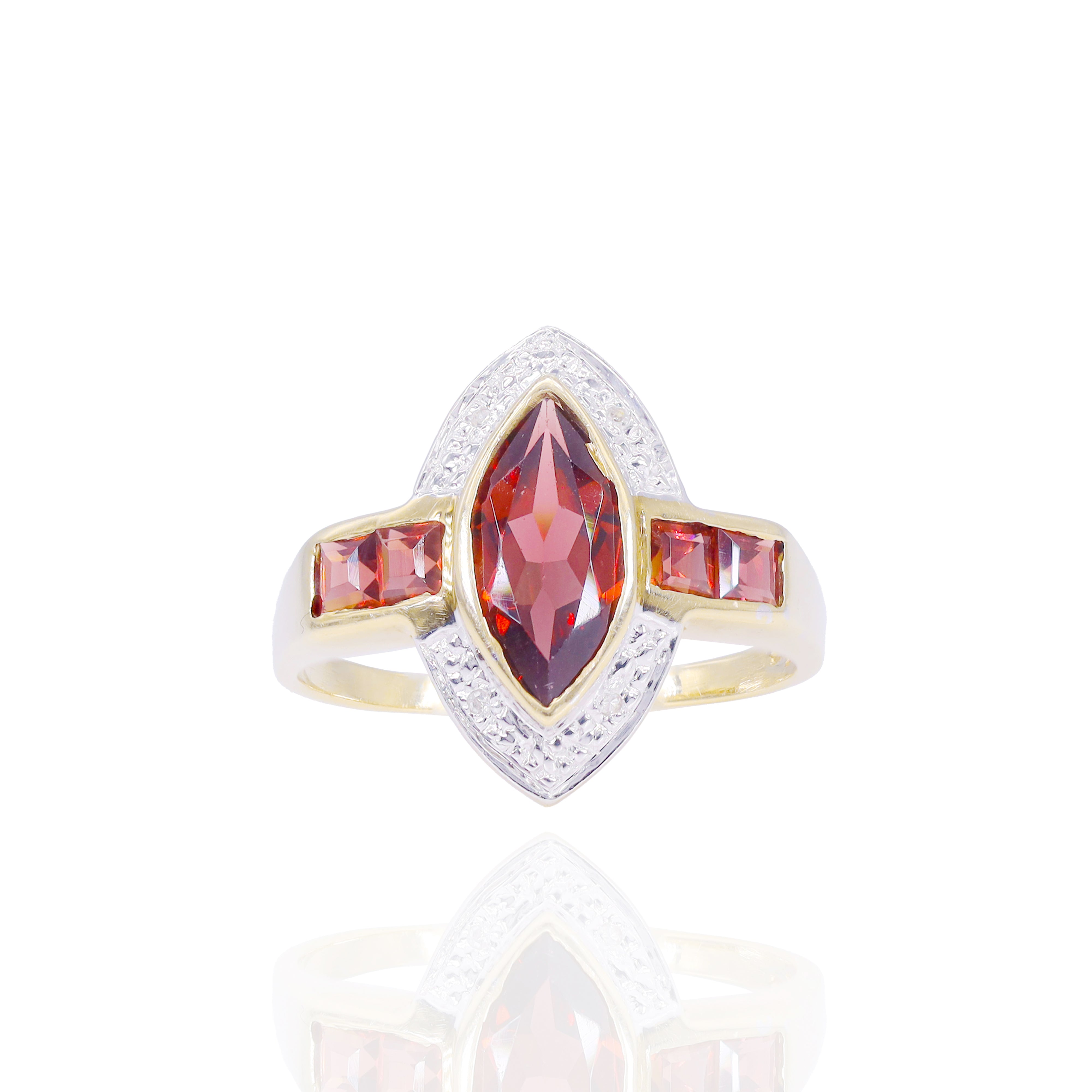 Marquise Shaped Garnet Diamond Ring