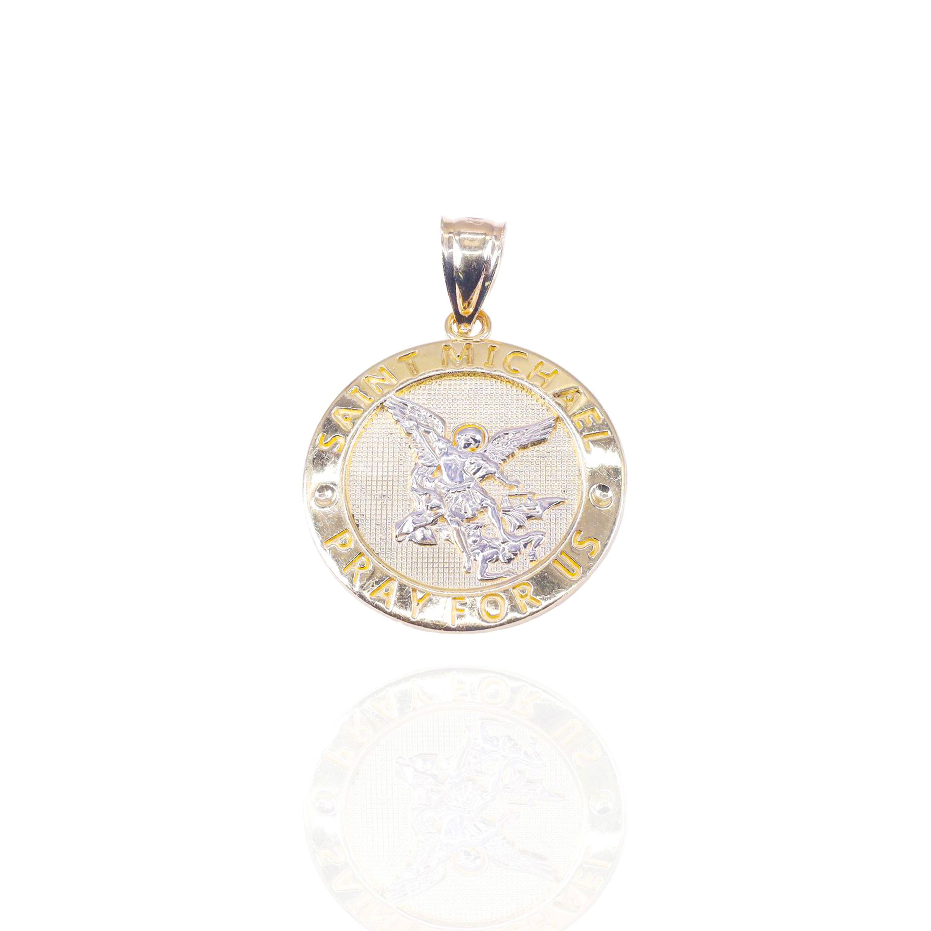 14KT Solid Gold St. Michael Circle Pendant