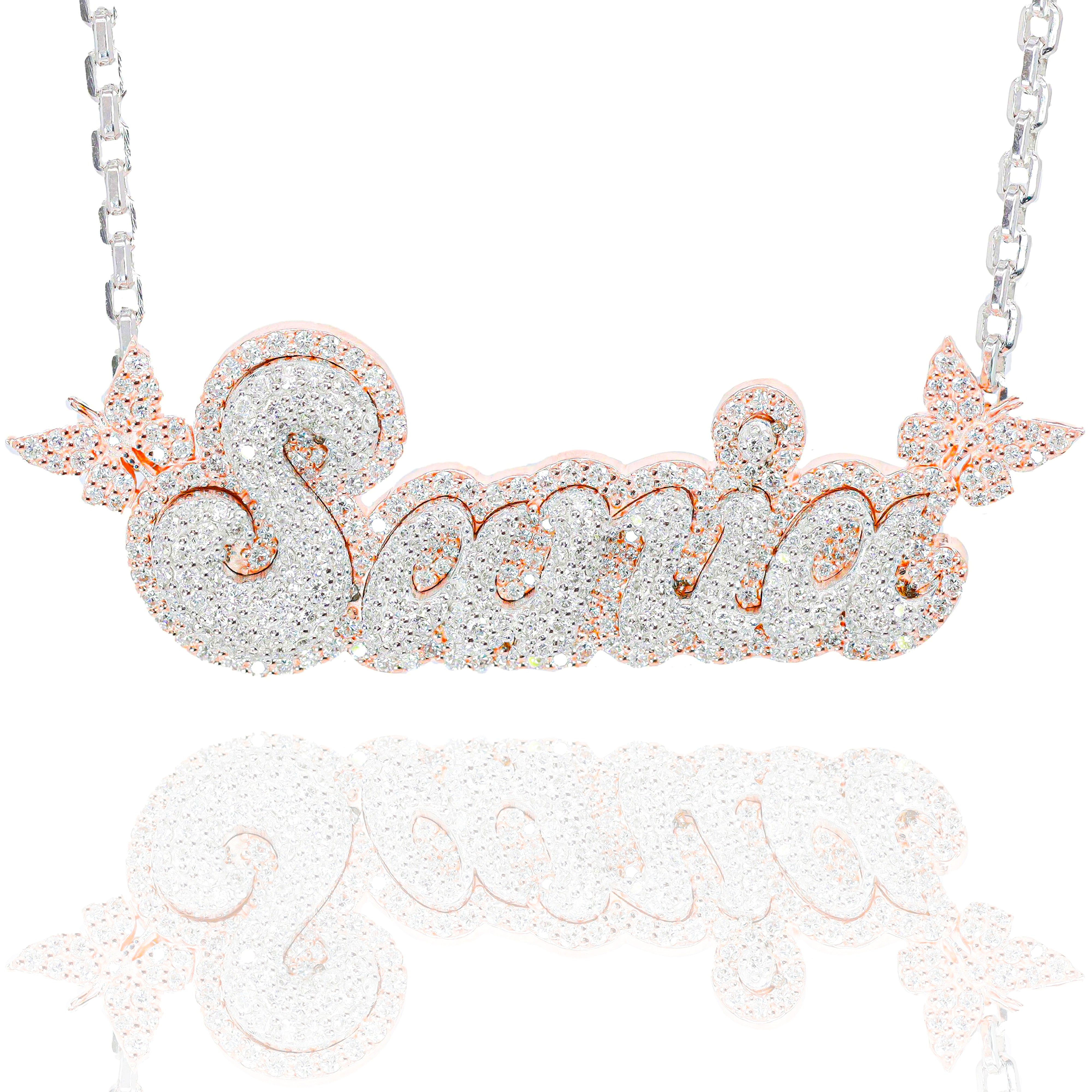 Custom Design Deposit - Two-Tone Cursive Name Diamond Pendant