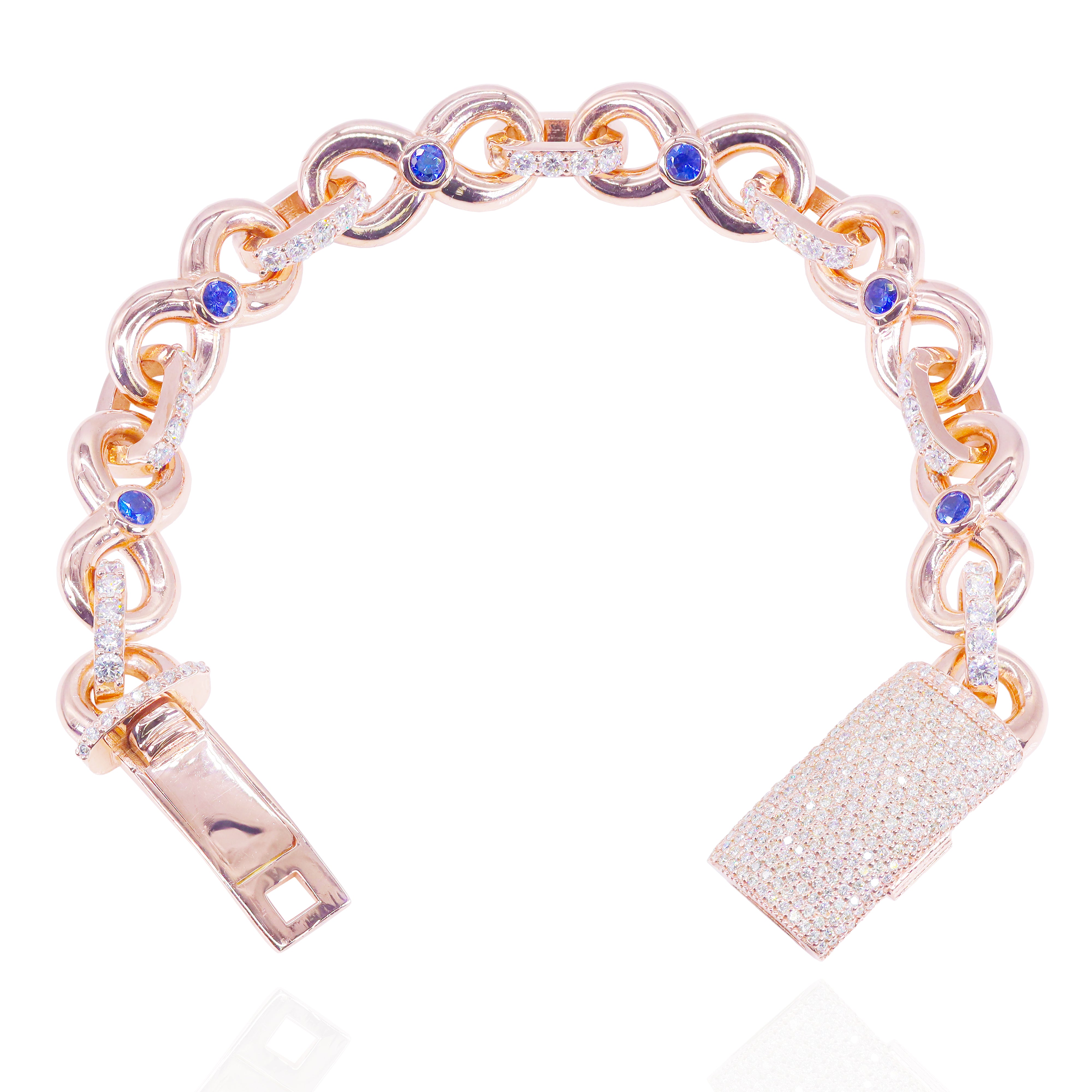 Blue Sapphire  Infinity Link Diamond Bracelet