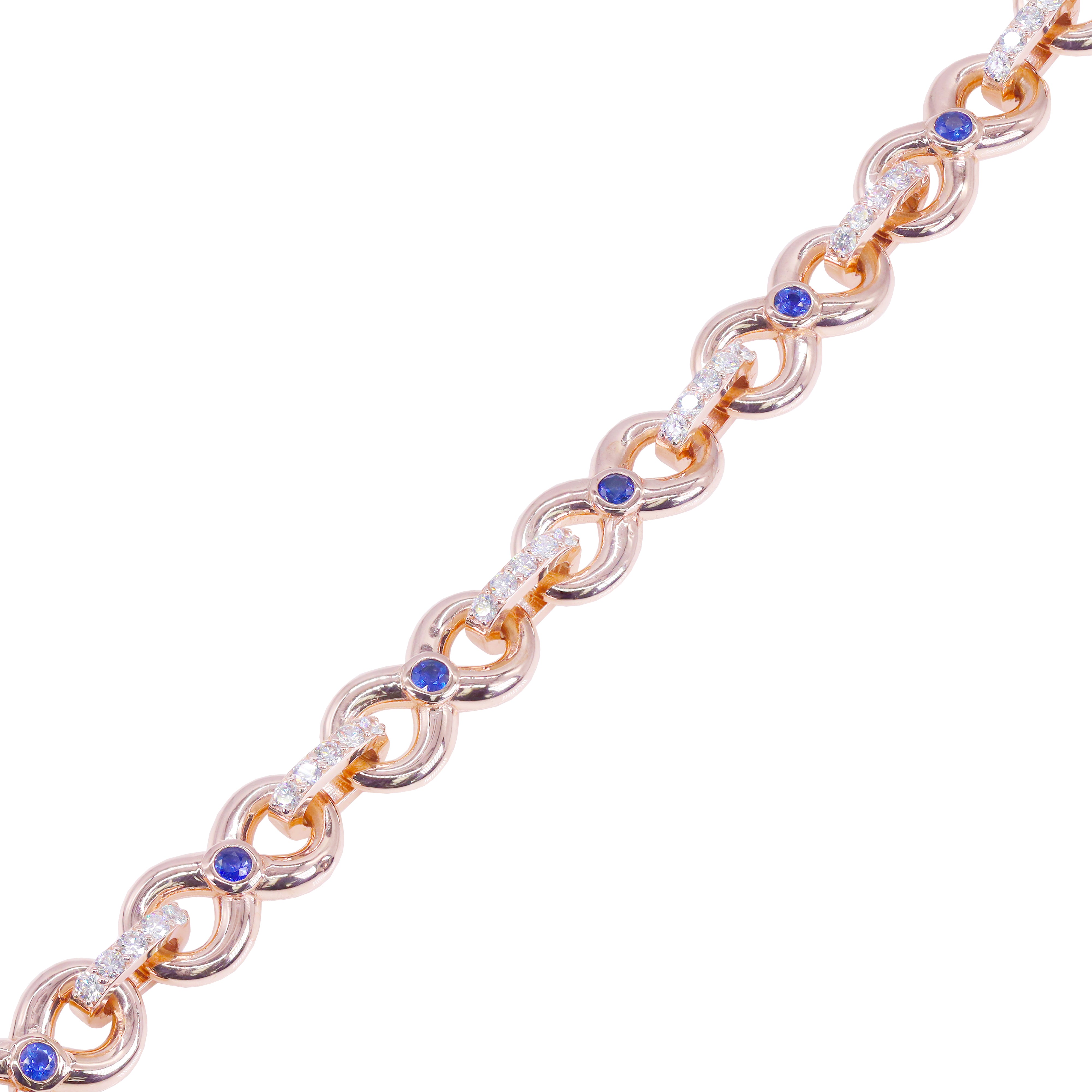 Blue Sapphire  Infinity Link Diamond Bracelet