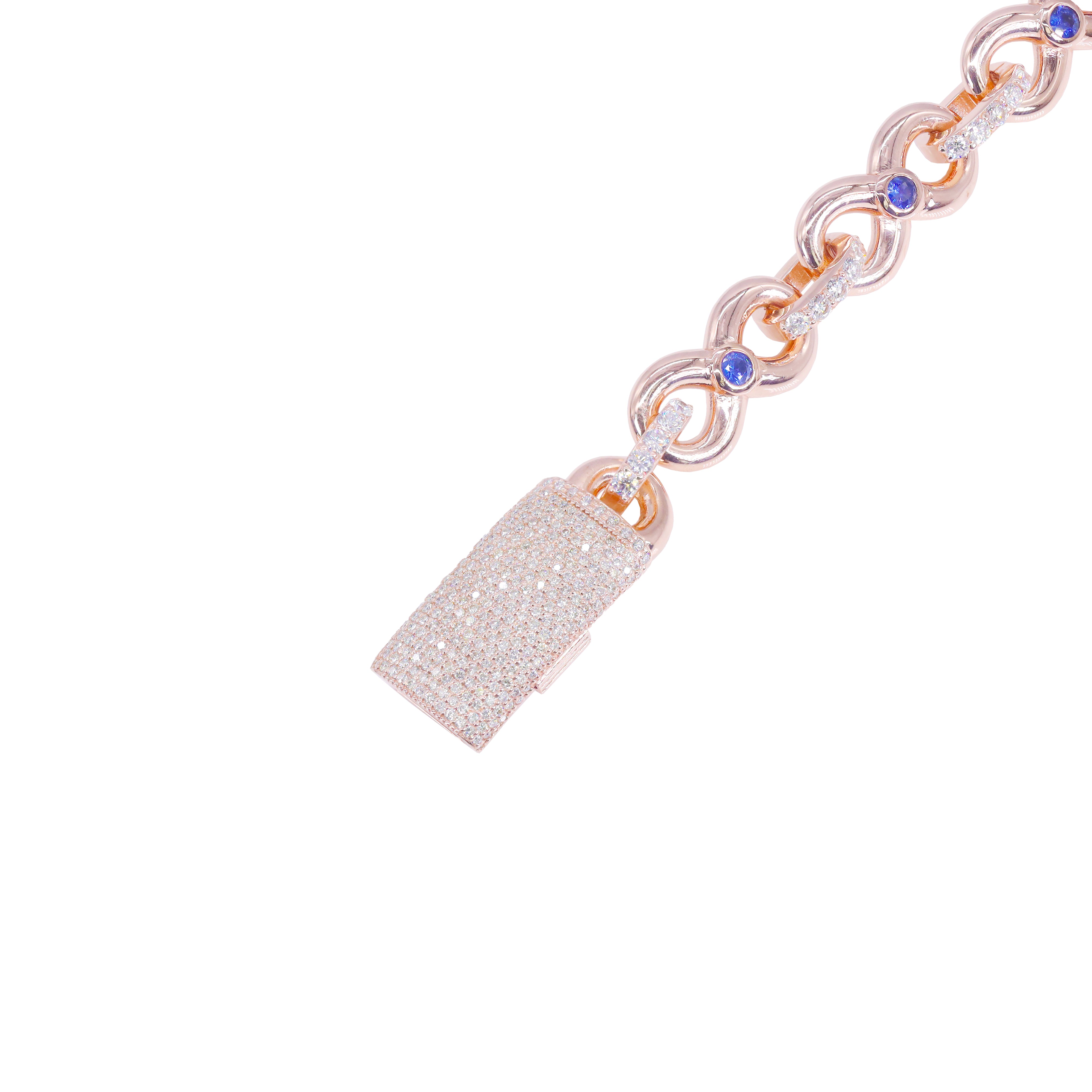 Blue Sapphire  Infinity Link Diamond Bracelet