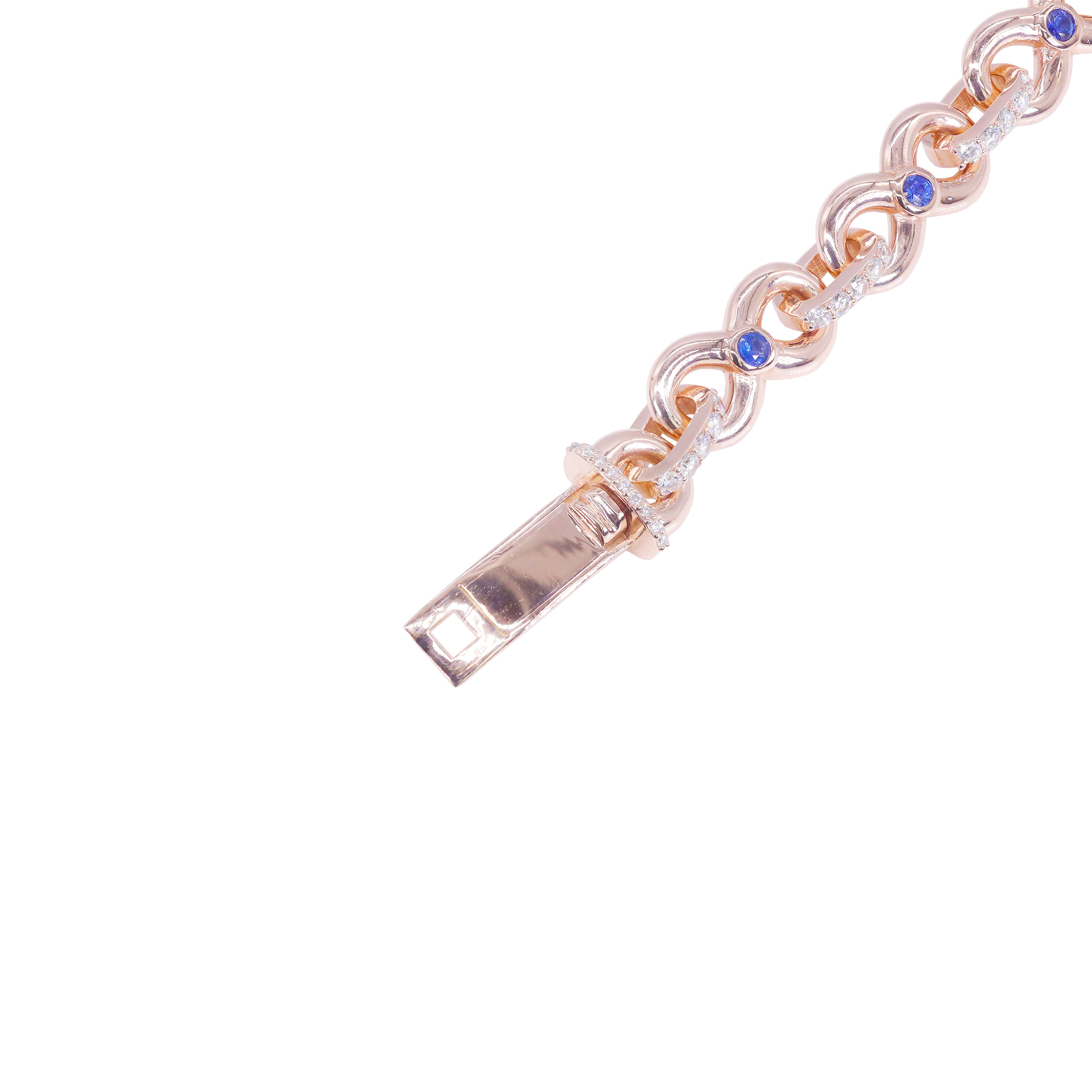 Blue Sapphire  Infinity Link Diamond Bracelet